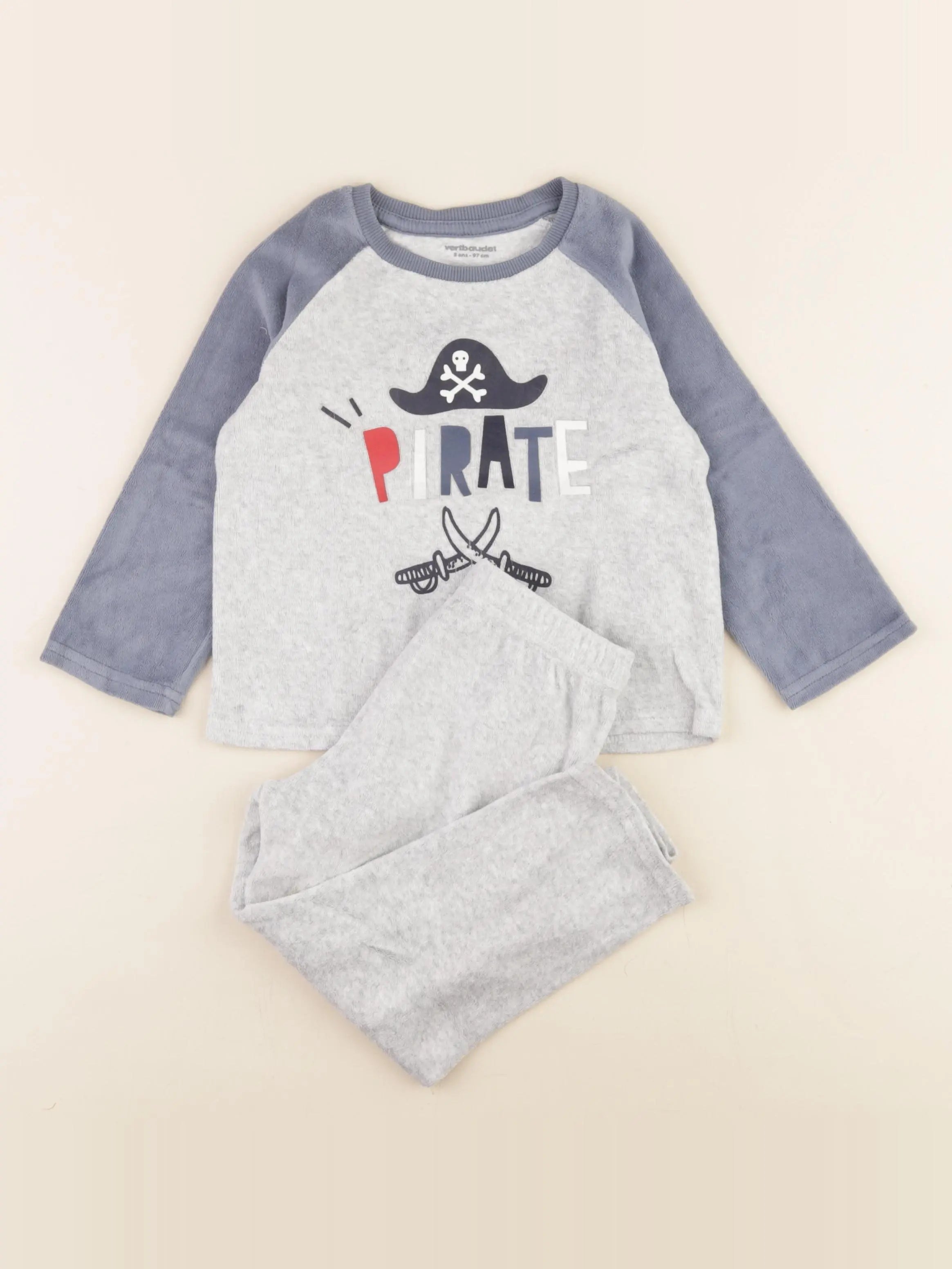 Vertbaudet - pyjama velours gris - 3 ans