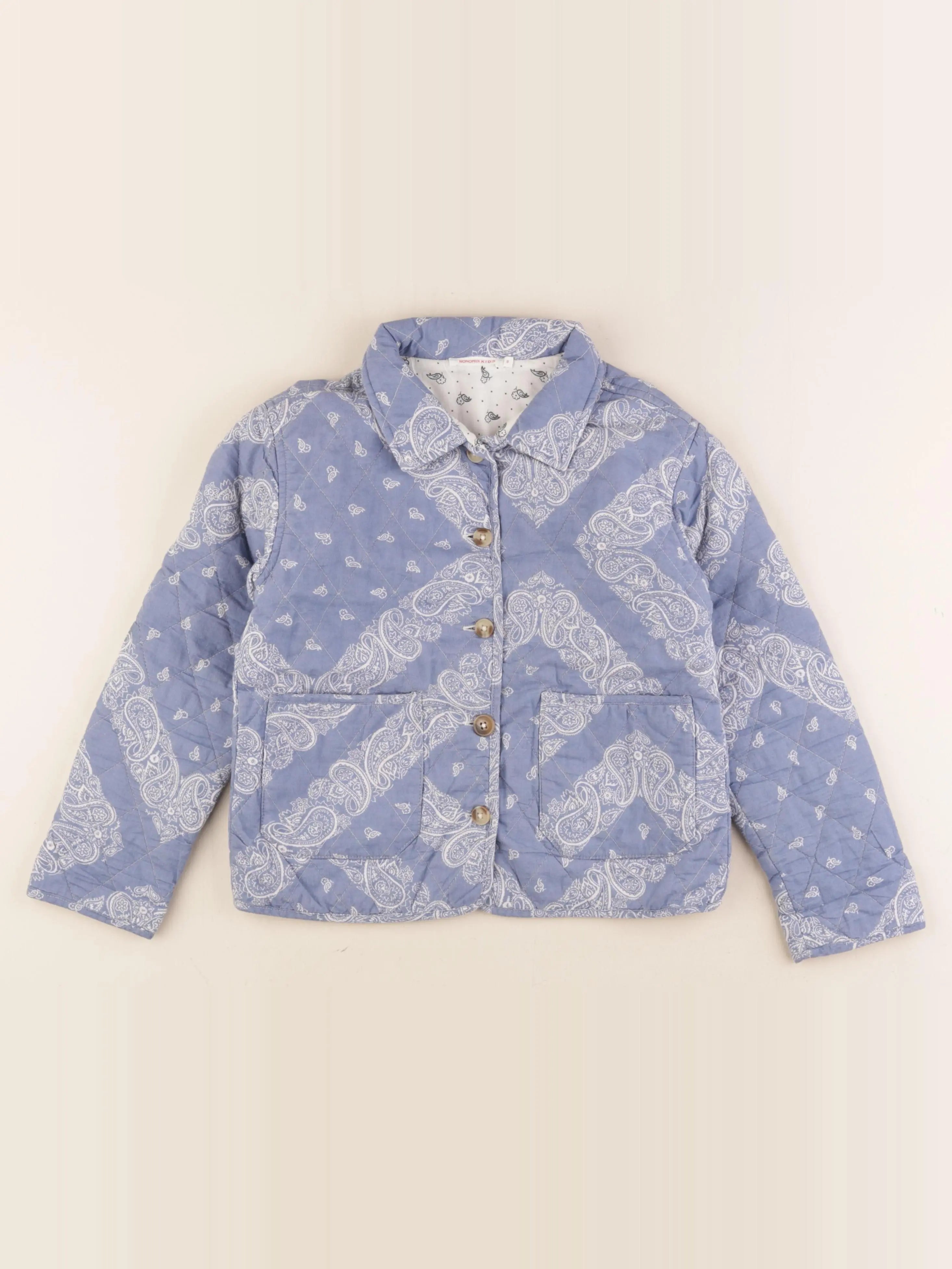 Monoprix - veste bleu, blanc - 8 ans