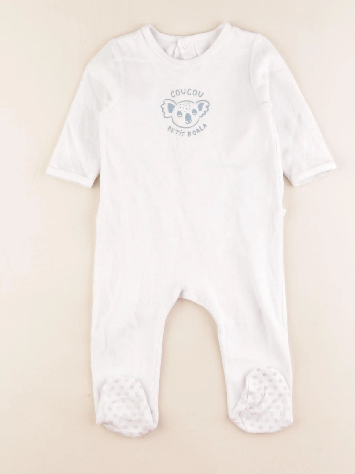 Vertbaudet - pyjama velours blanc - 12 mois