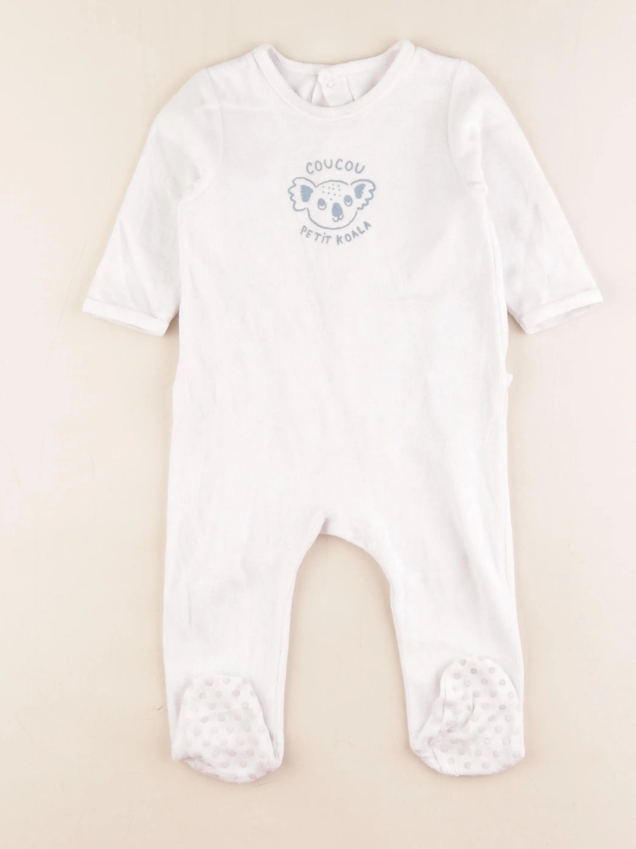 Vertbaudet - pyjama velours blanc - 12 mois