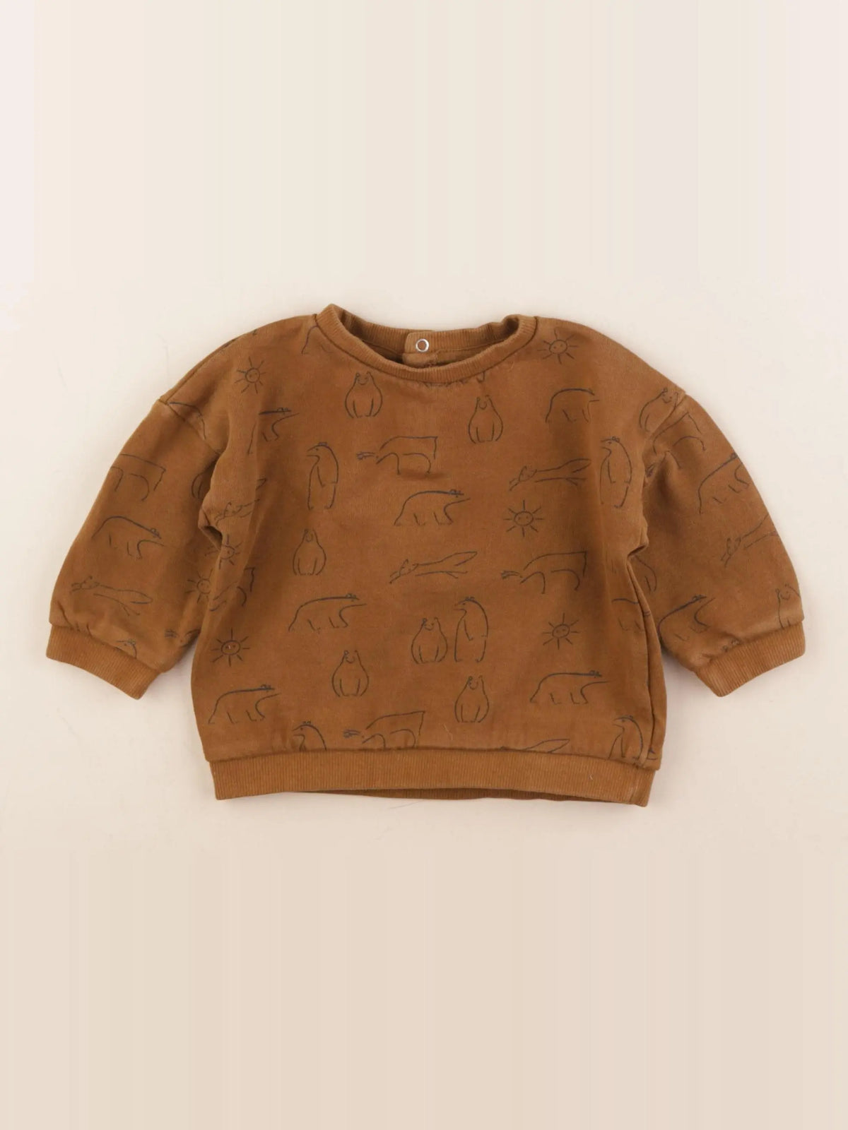 Vertbaudet - sweat marron - 12 mois