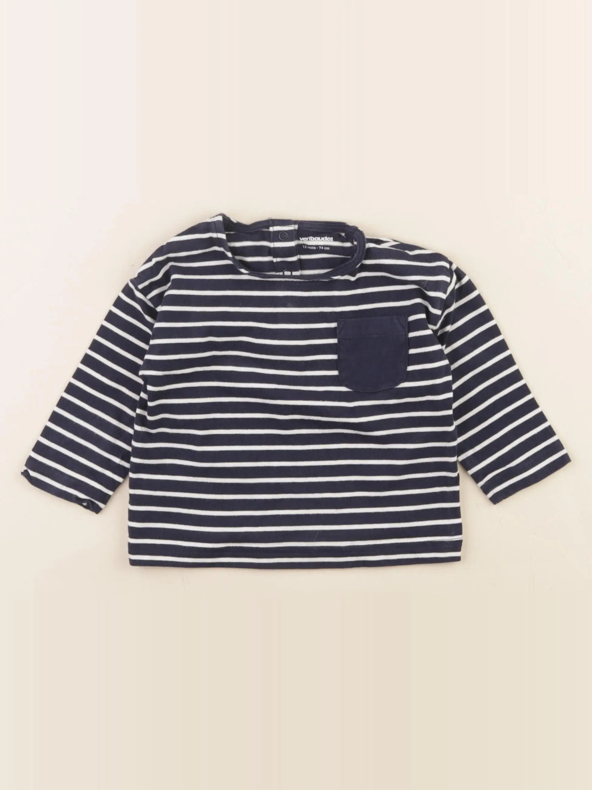 Vertbaudet - tee-shirt bleu - 12 mois