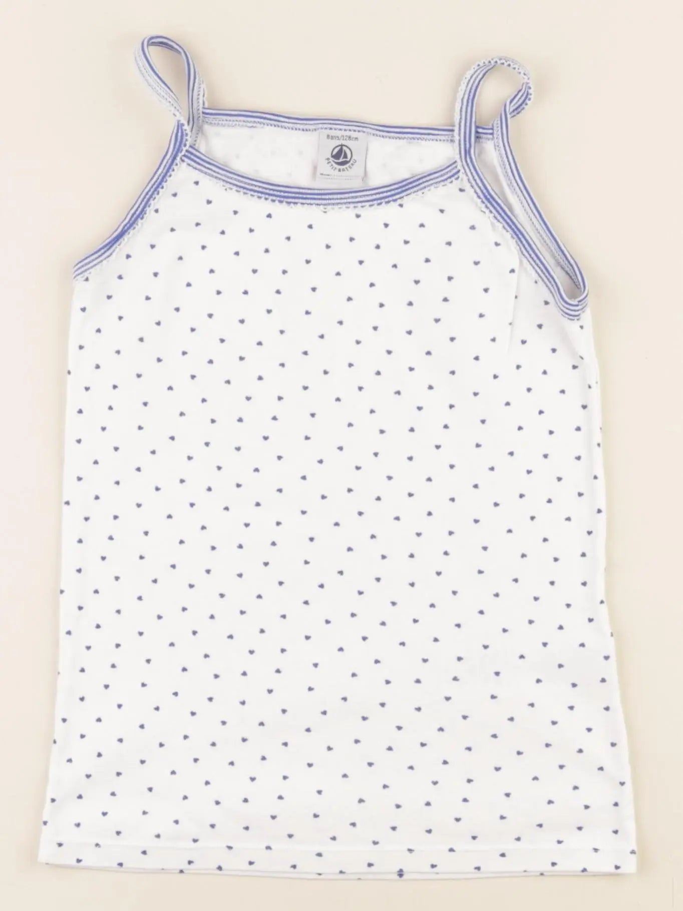 Petit Bateau - maillot de corps blanc, bleu - 8 ans