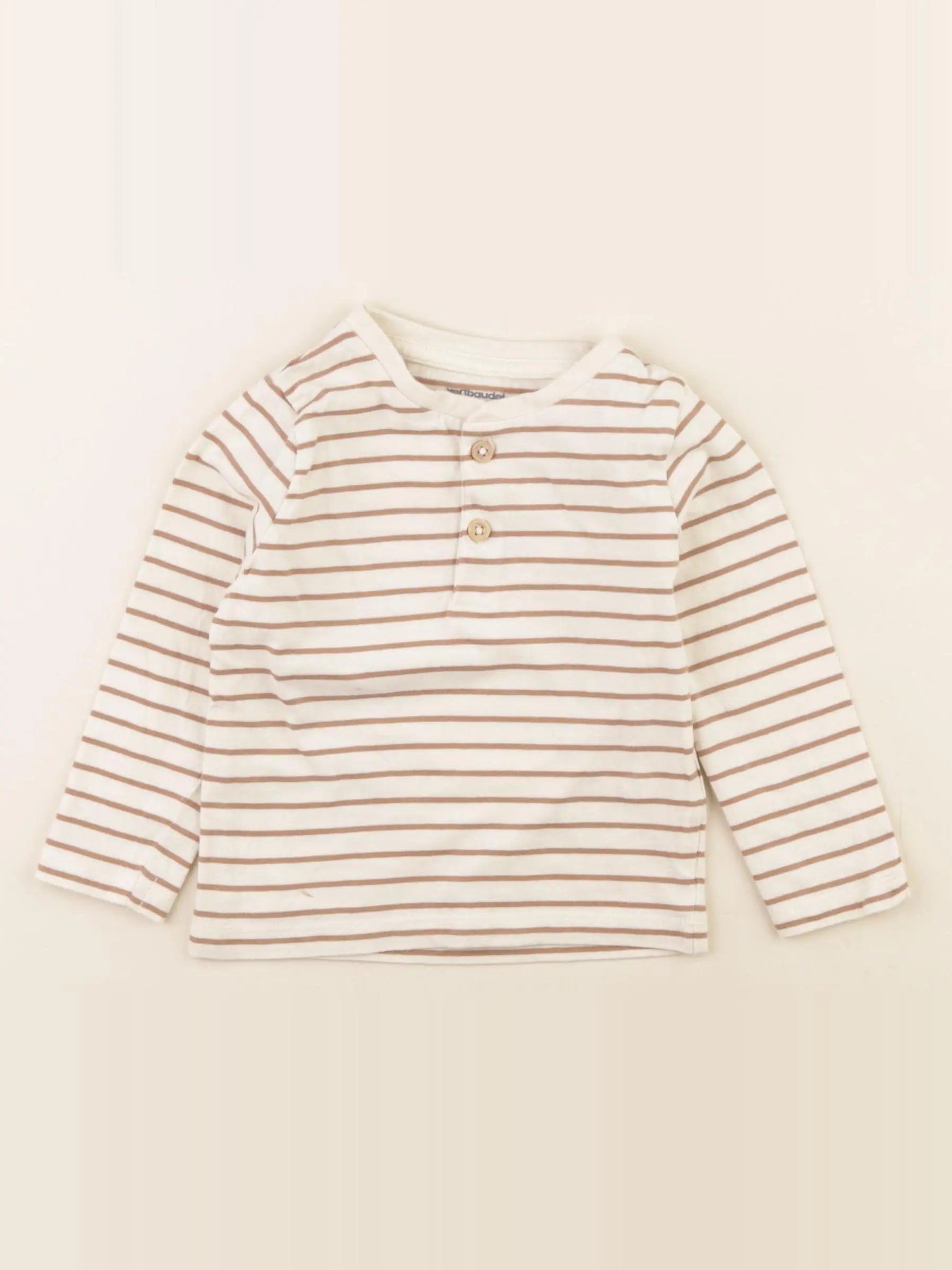 Vertbaudet - tee-shirt beige - 12 mois