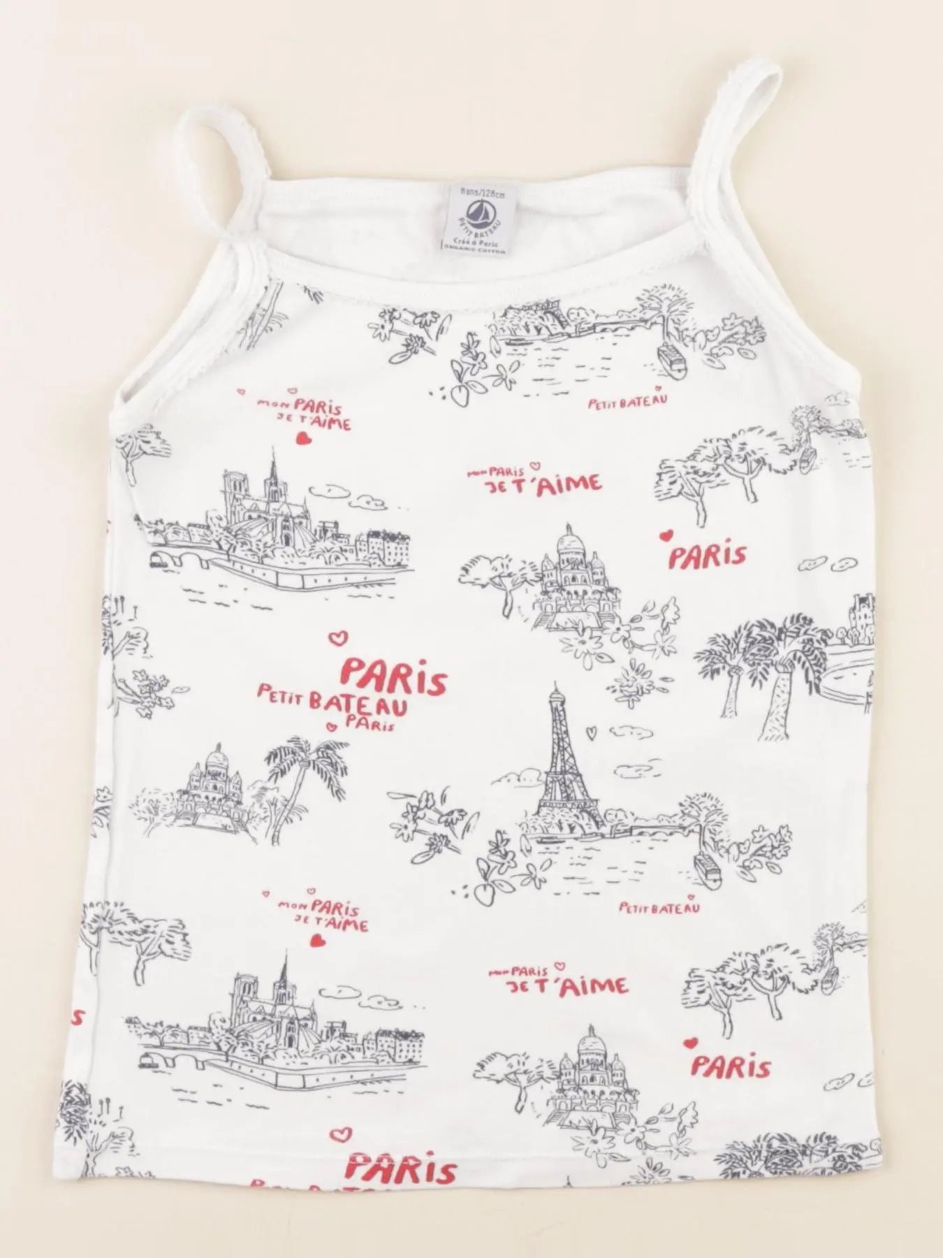 Petit Bateau - maillot de corps bleu, blanc - 8 ans