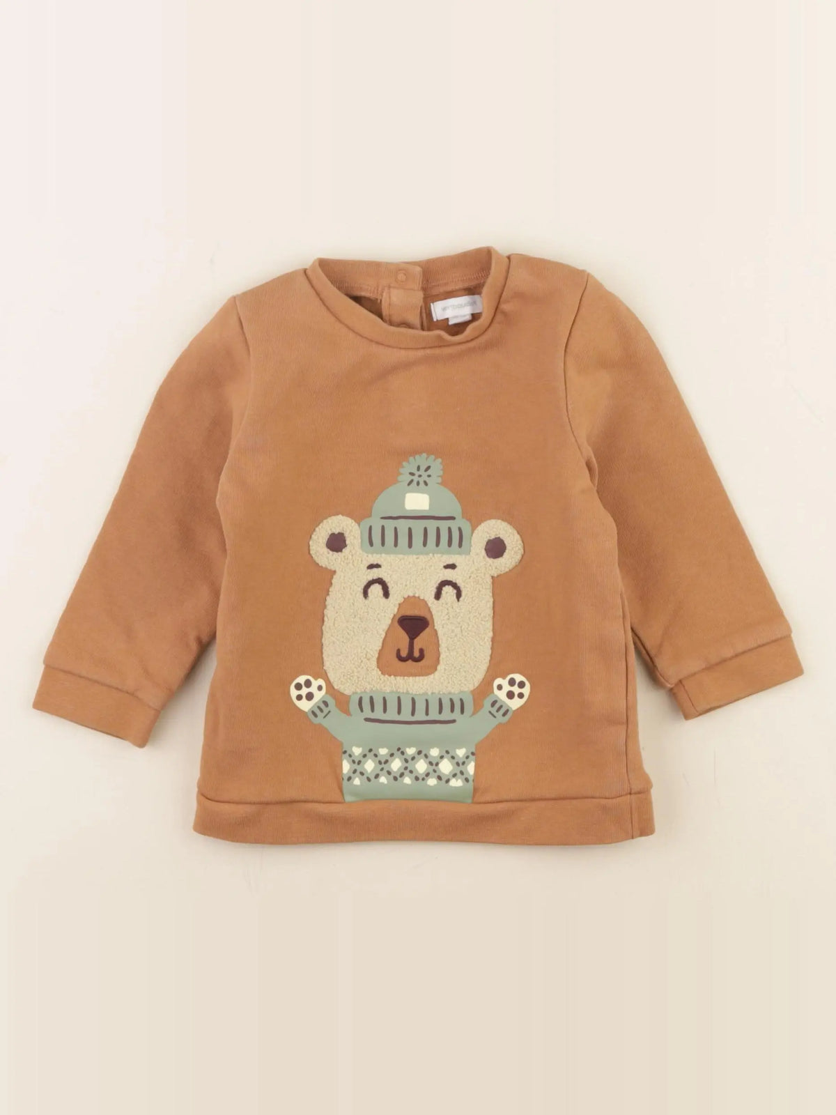 Vertbaudet - sweat marron - 12 mois