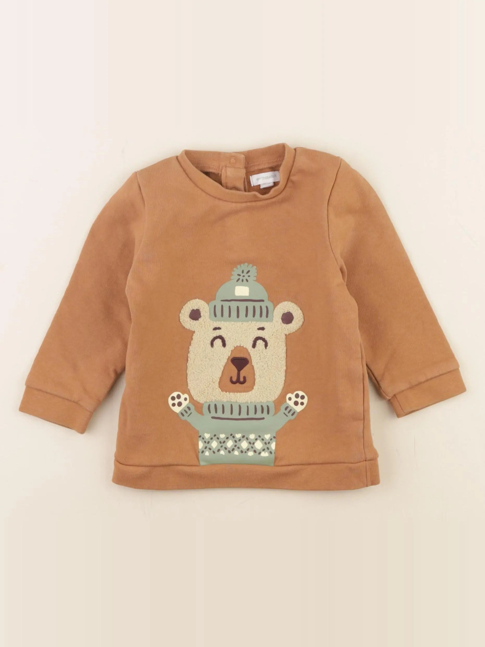 Vertbaudet - sweat marron - 12 mois