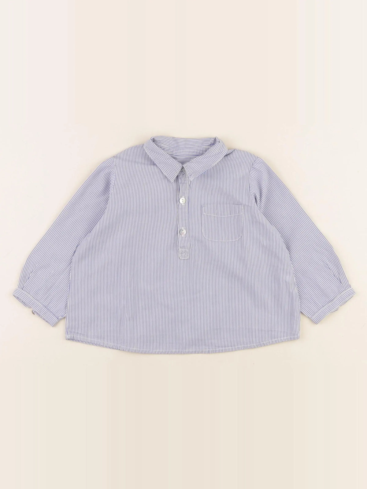 Bonpoint - chemise bleu, blanc - 12 mois
