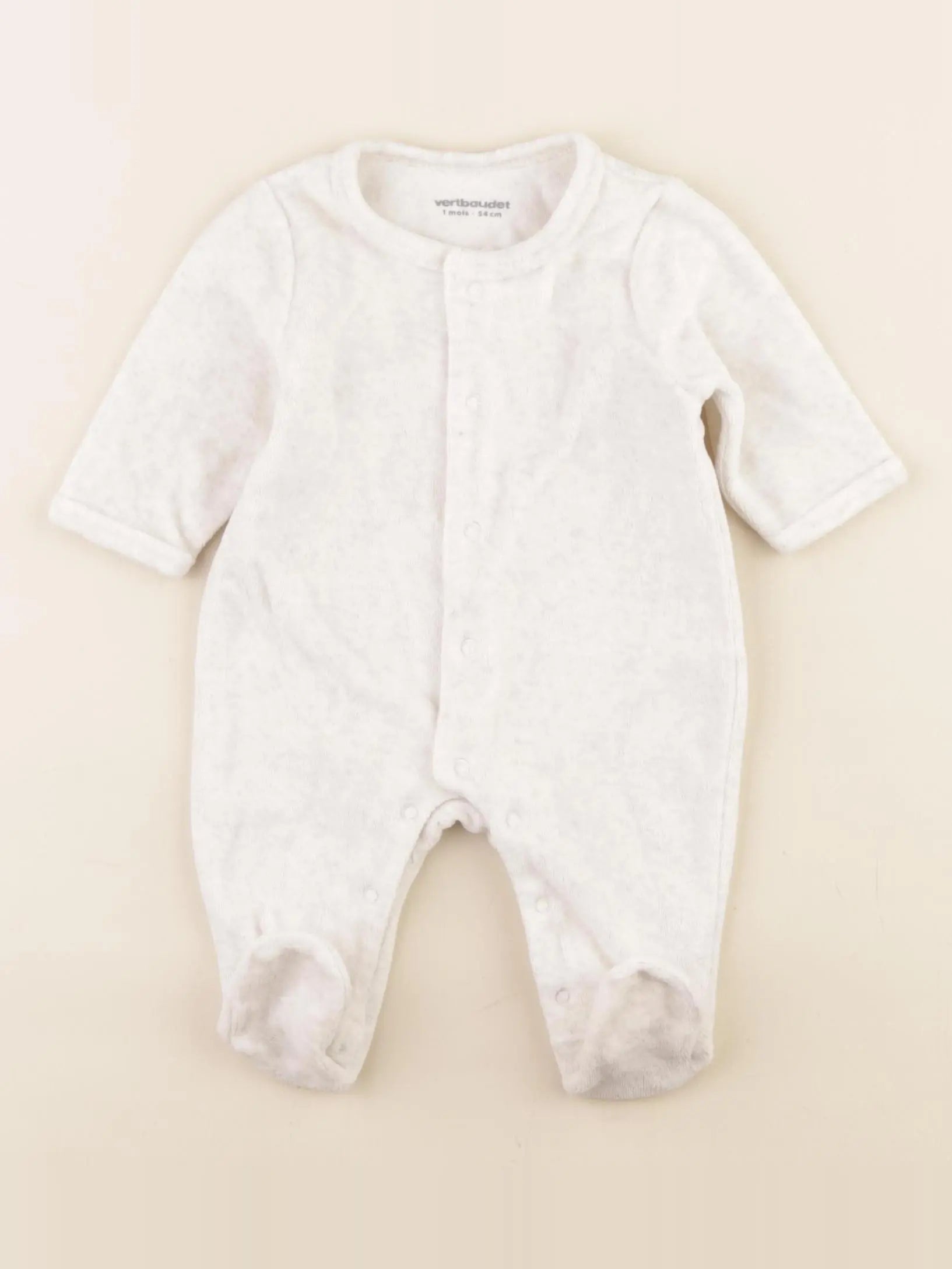 Vertbaudet - pyjama velours beige - 1 mois