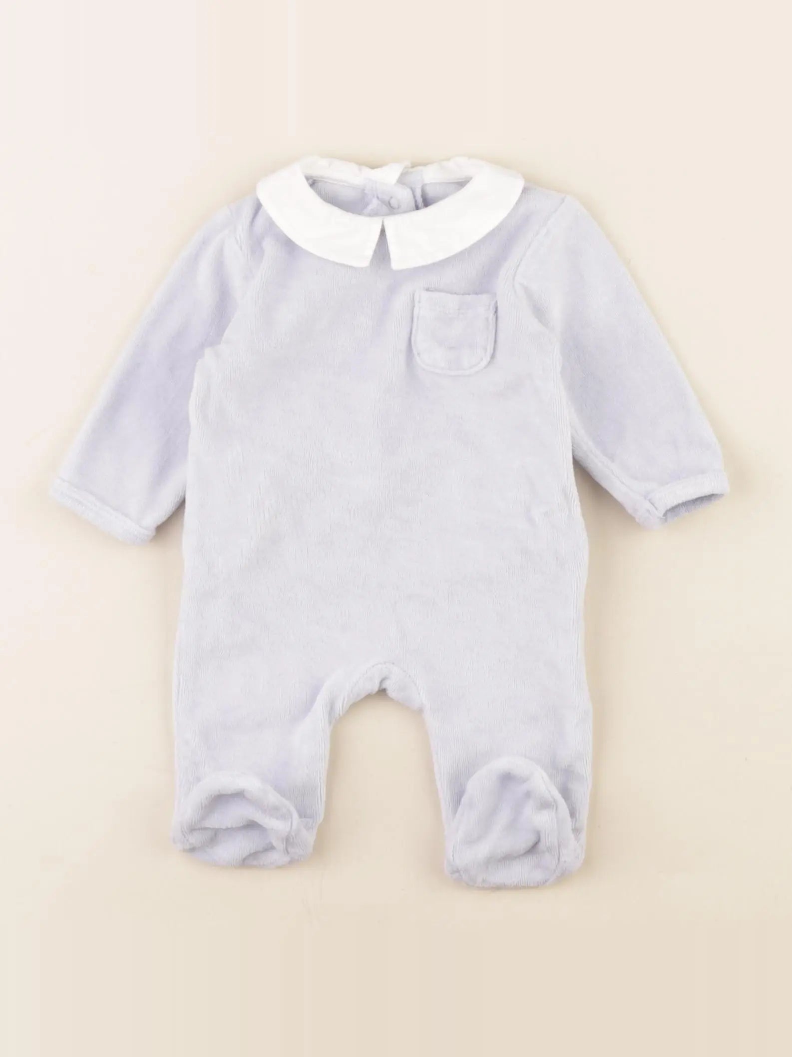 Vertbaudet - pyjama velours bleu - 1 mois