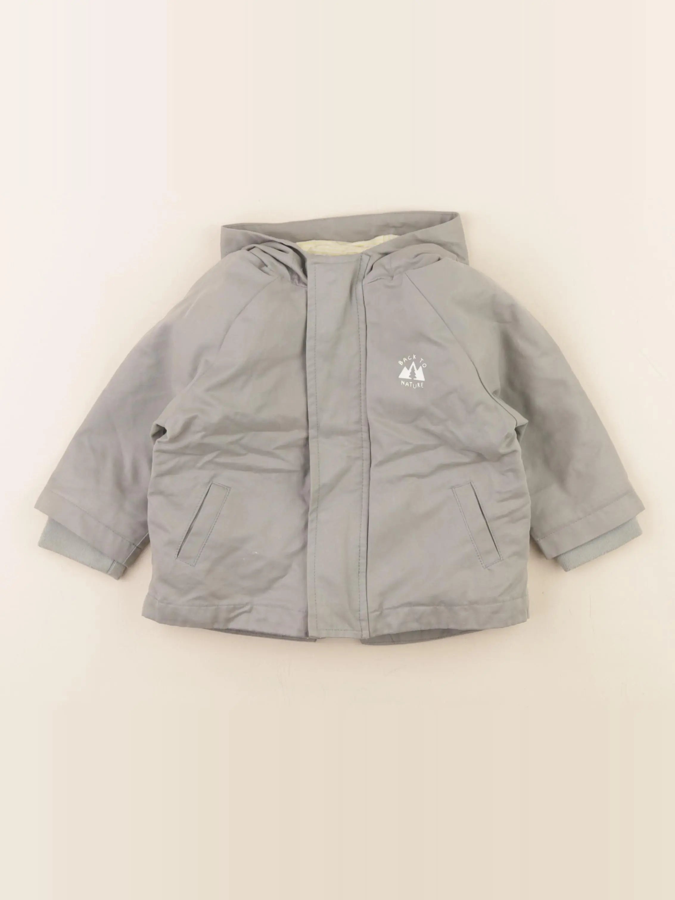 Vertbaudet - manteau doublure amovible vert - 12 mois