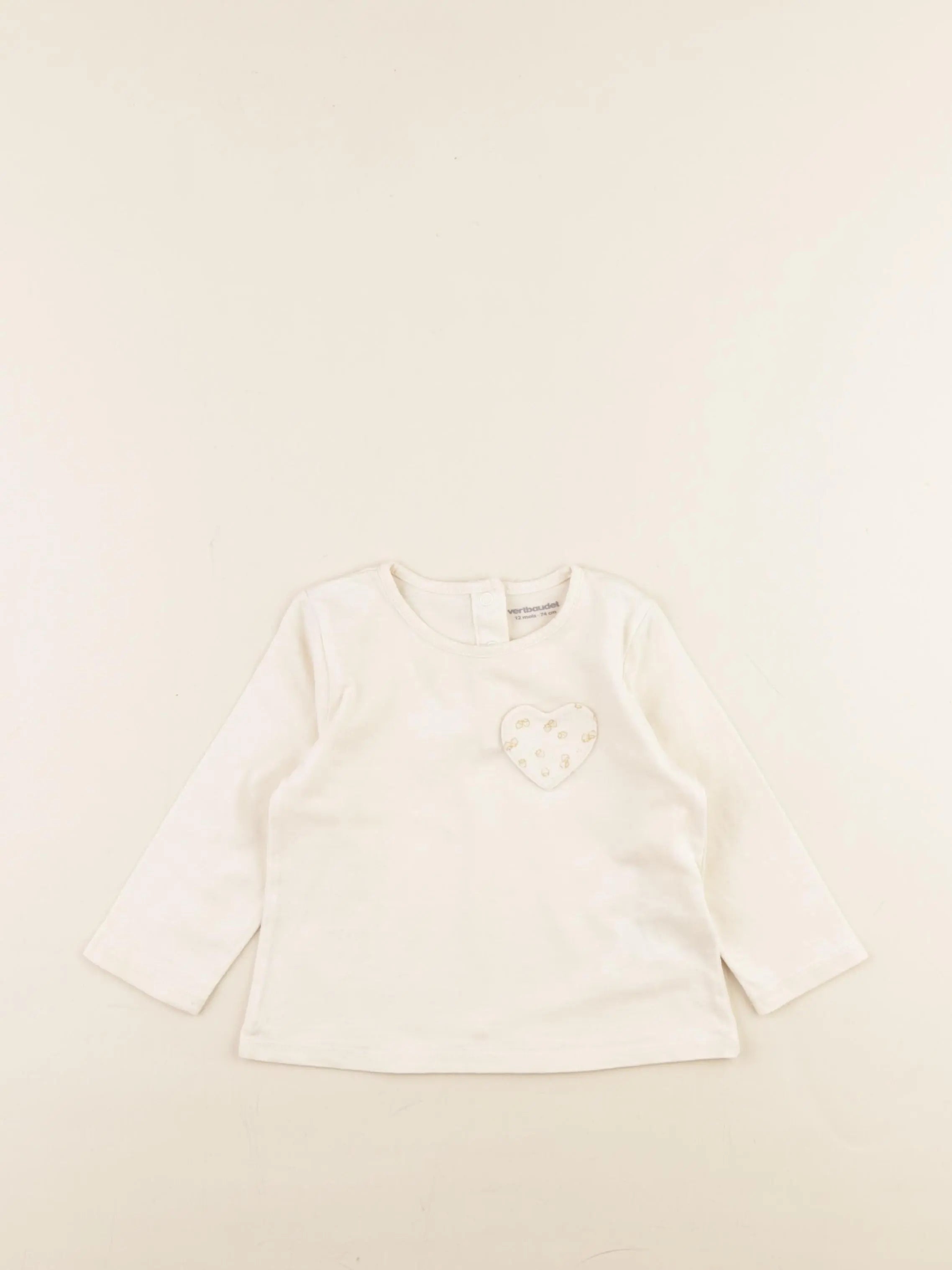 Vertbaudet - tee-shirt blanc - 12 mois