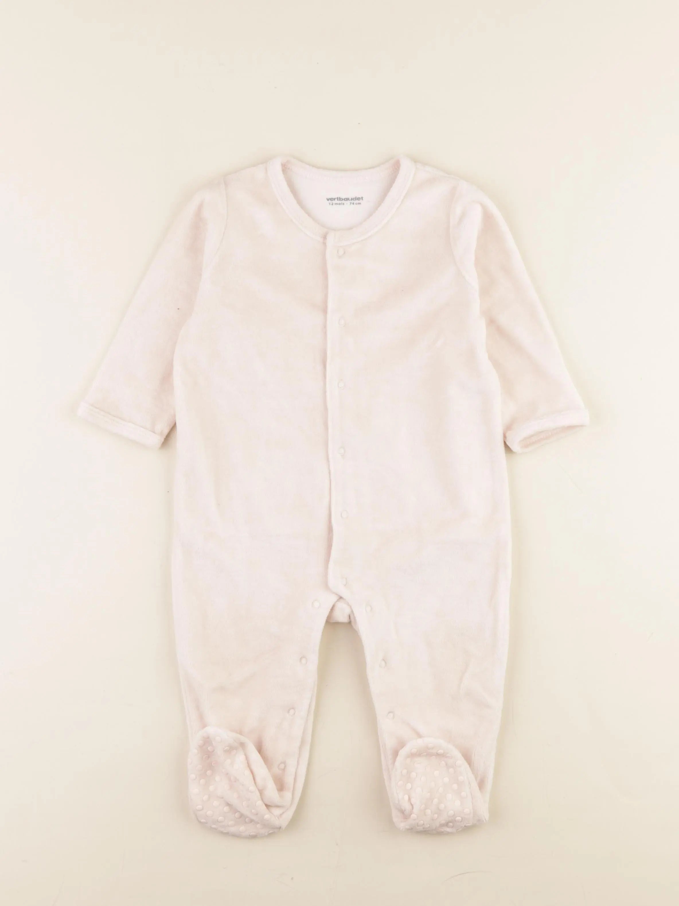 Vertbaudet - pyjama velours rose - 12 mois