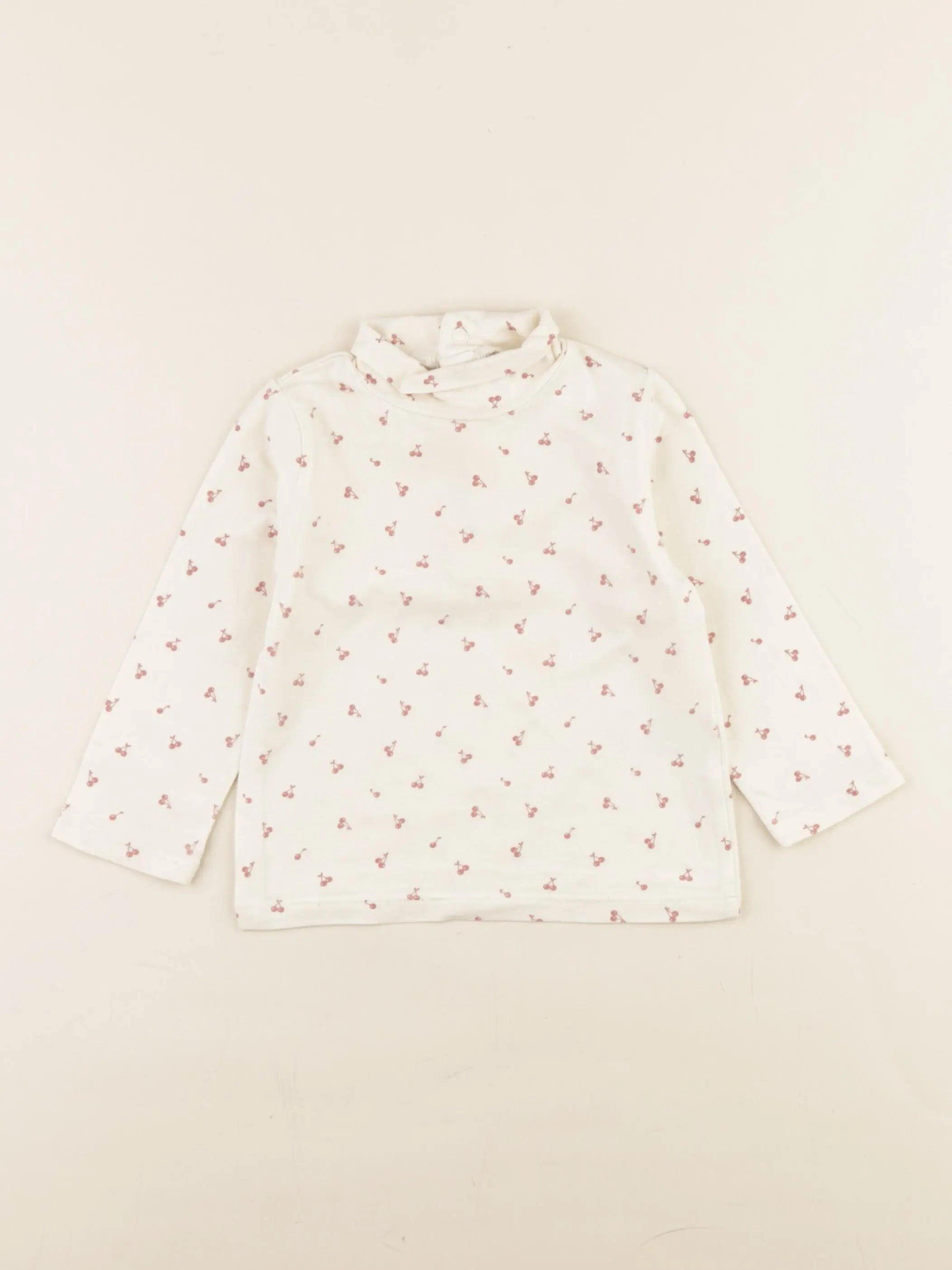 Vertbaudet - sous-pull blanc, rose - 12 mois