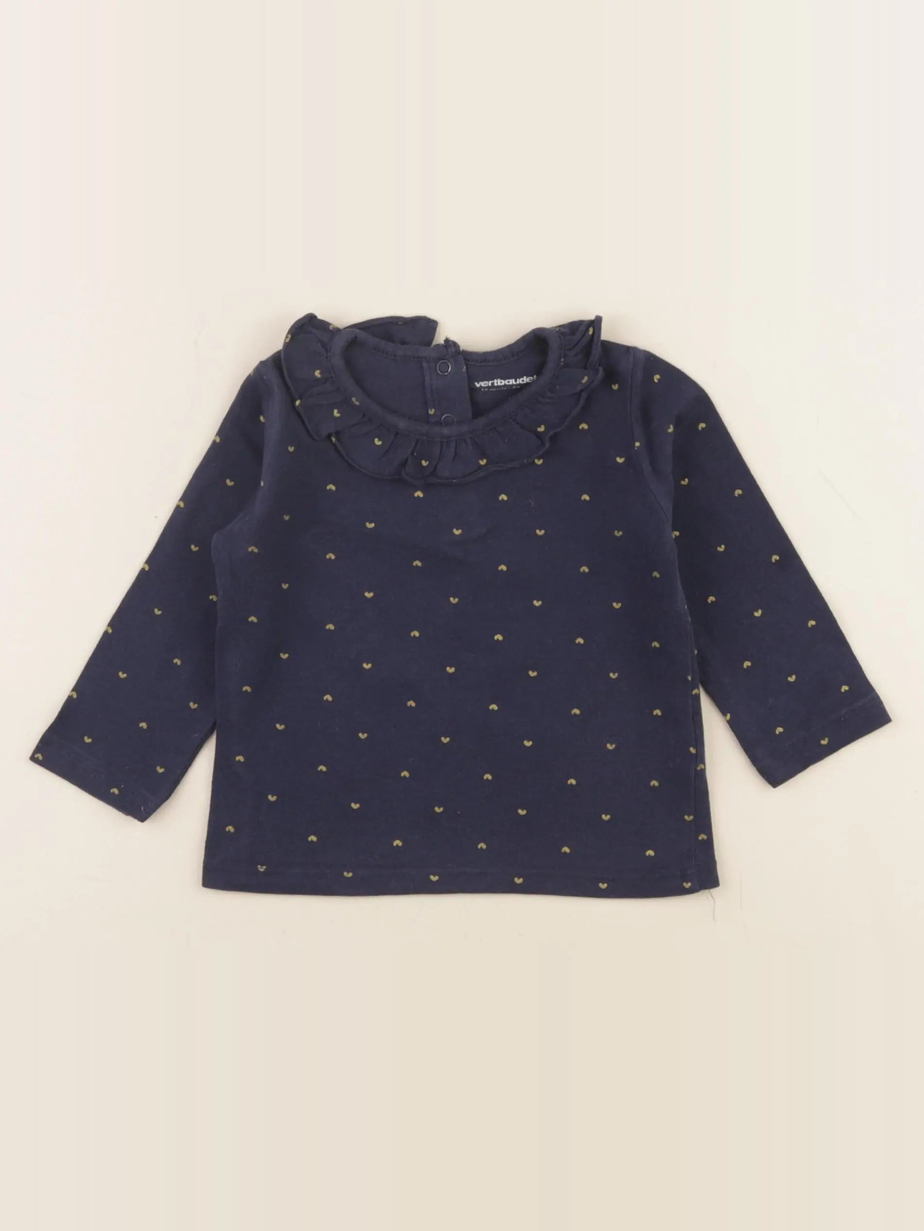 Vertbaudet - tee-shirt bleu, or - 12 mois
