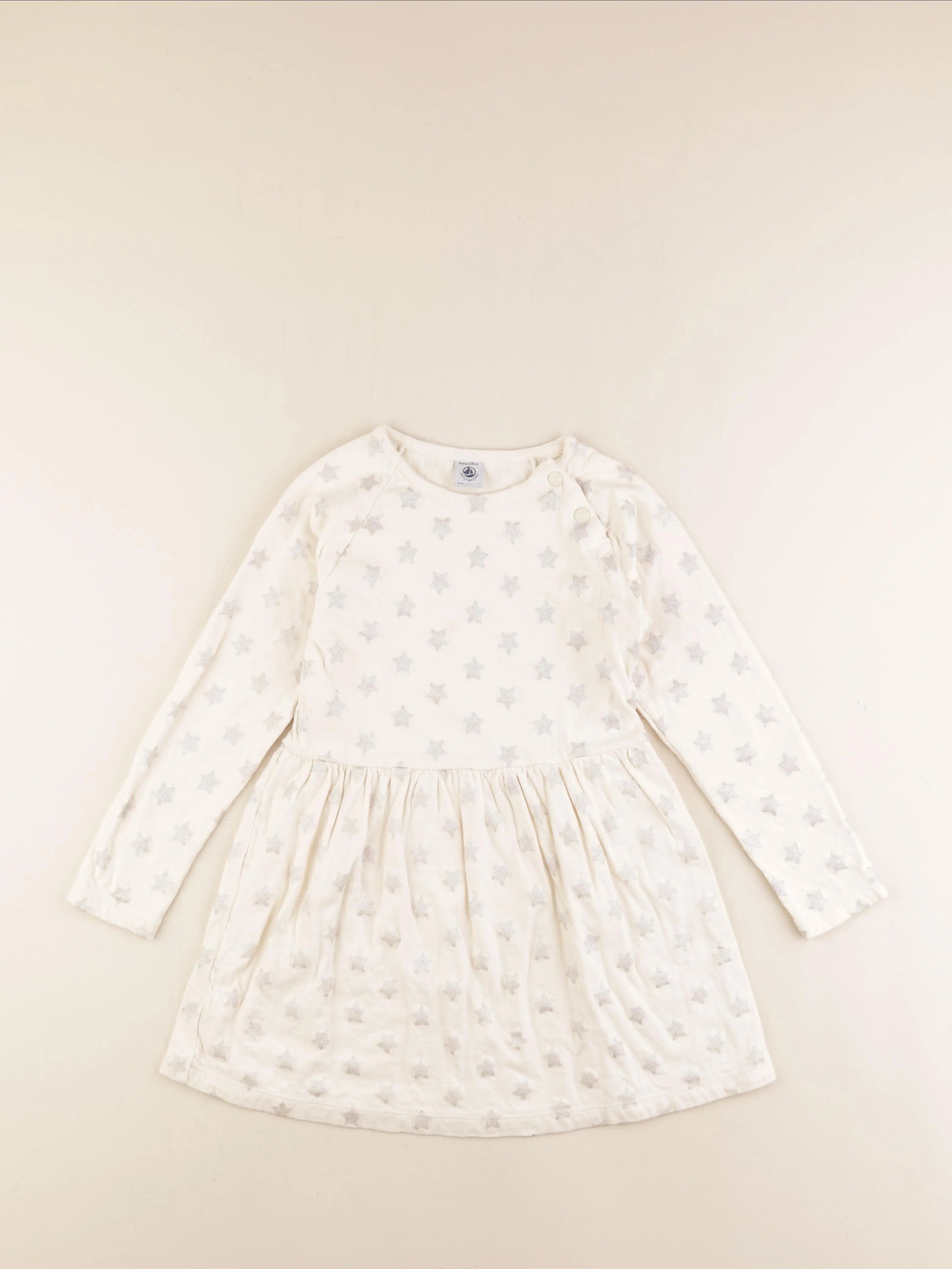 Petit Bateau - robe blanc, argent - 8 ans