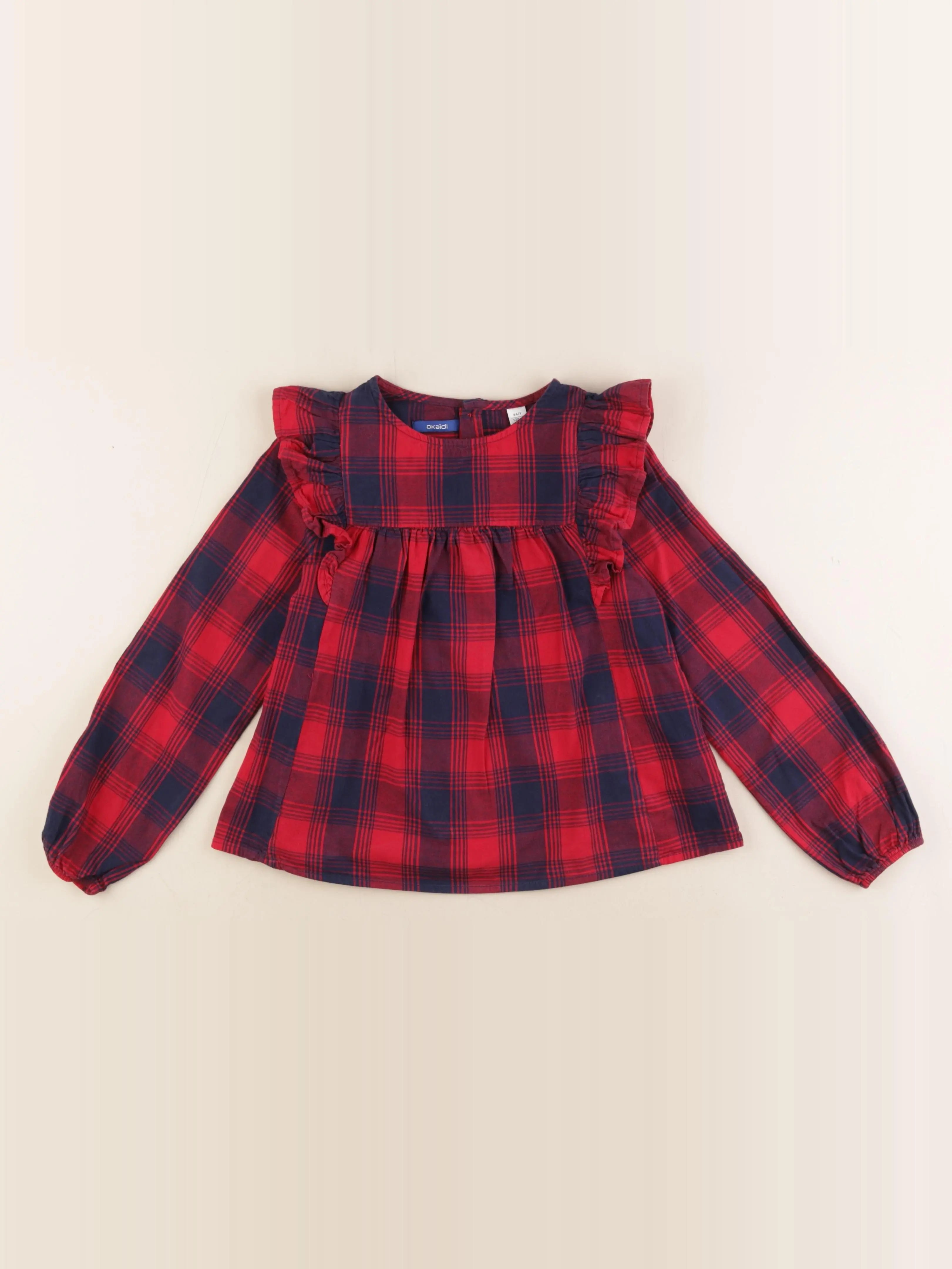 Okaidi - blouse rouge, bleu - 8 ans