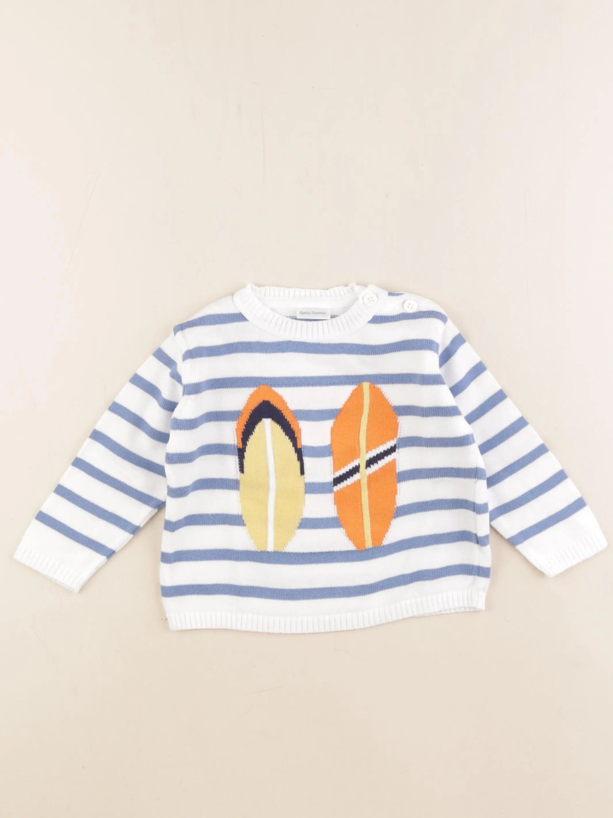 Dona Carmen - pull bleu, blanc - 12 mois