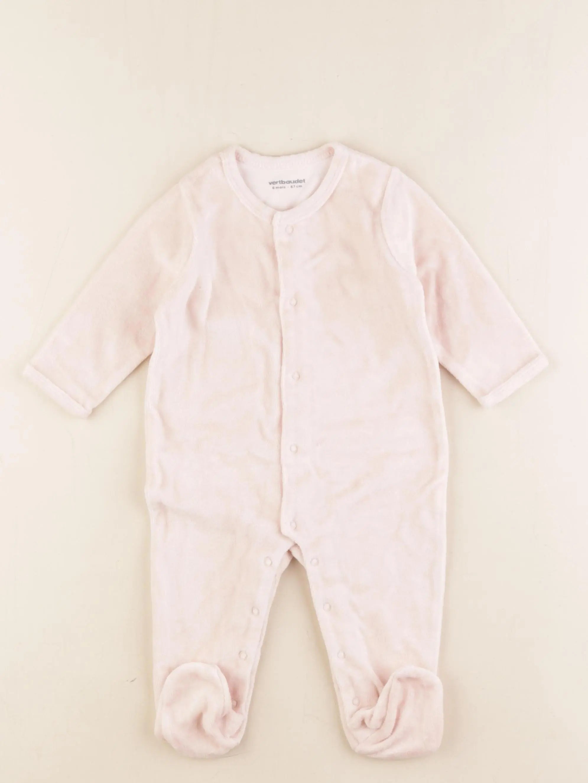 Vertbaudet - pyjama velours rose - 6 mois