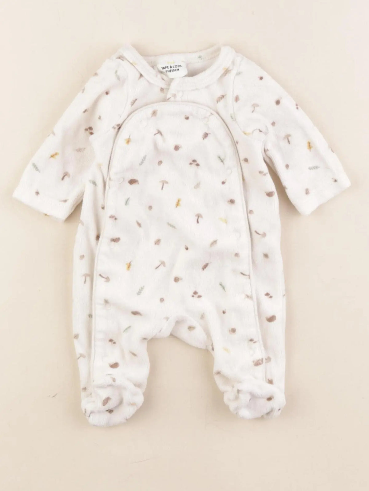 Tape à l'oeil - pyjama velours beige - 0 mois
