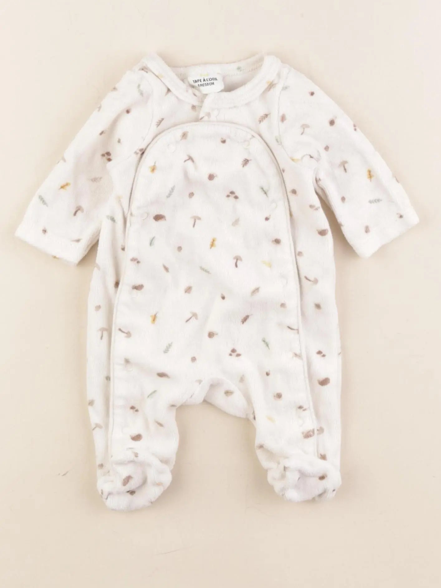 Tape à l'oeil - pyjama velours beige - 0 mois