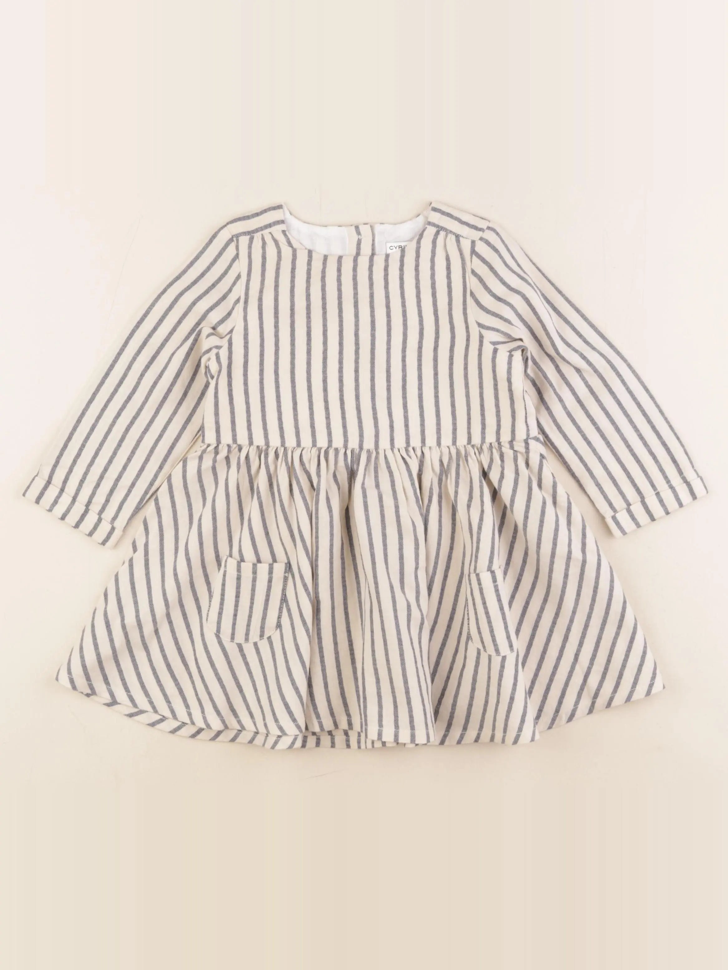Cyrillus - robe beige, bleu - 18 mois