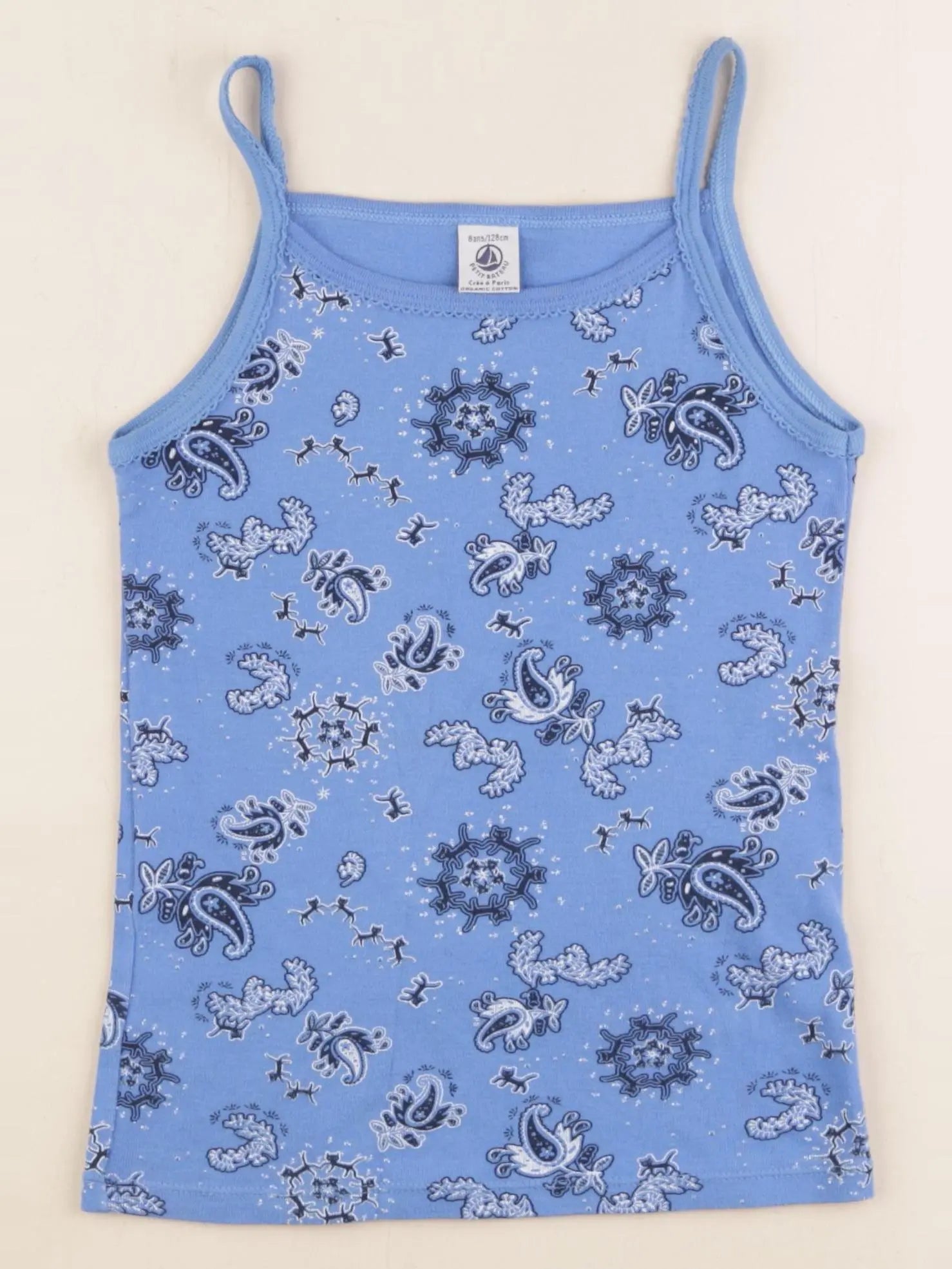 Petit Bateau - maillot de corps bleu - 8 ans