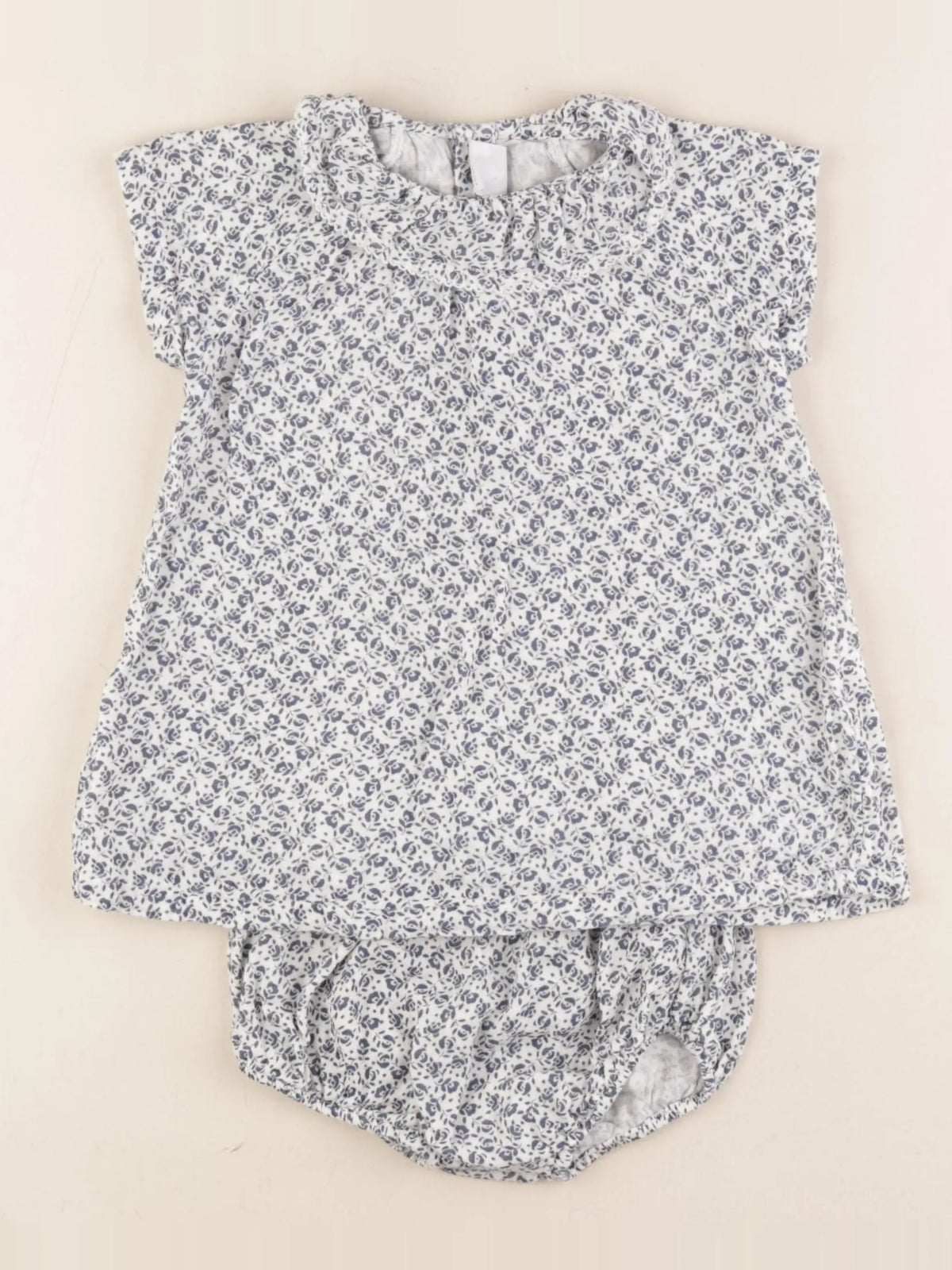 Petit Bateau - robe blanc, bleu - 6 mois