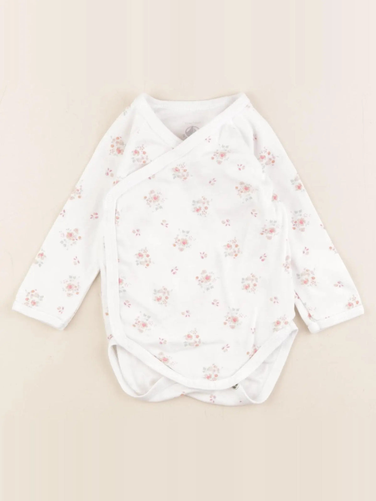 Petit Bateau - body blanc, rose - 12 mois