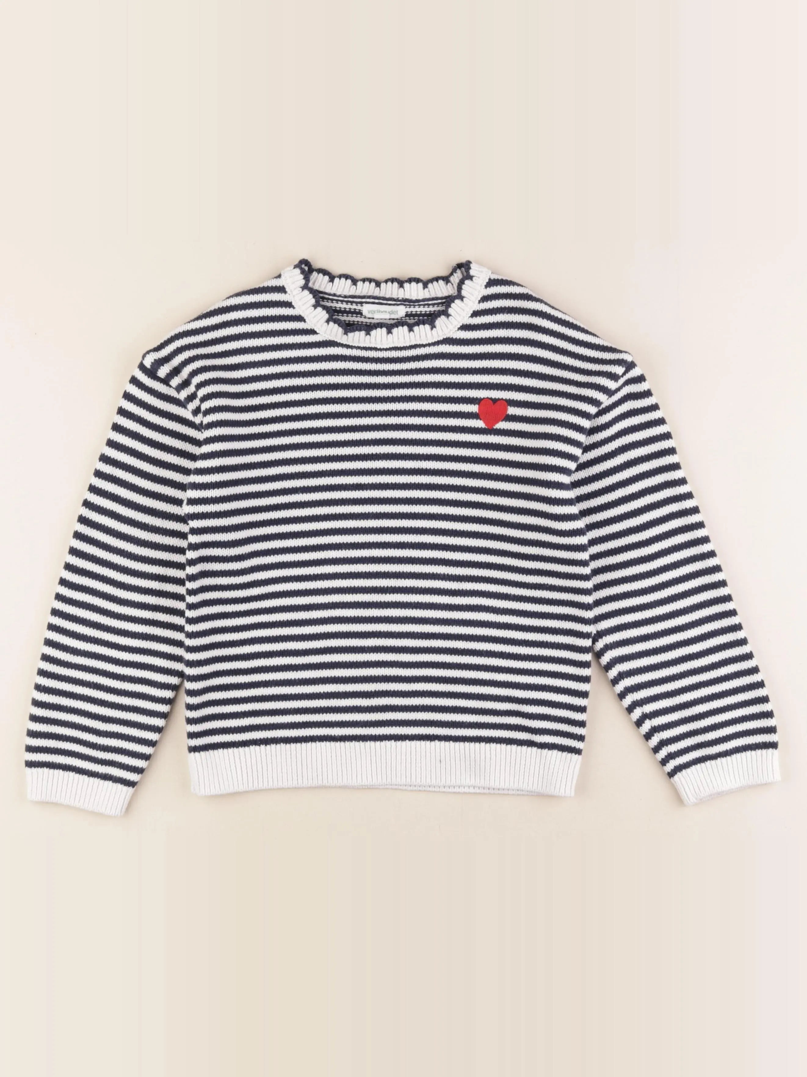 Vertbaudet - pull blanc, bleu - 8 ans