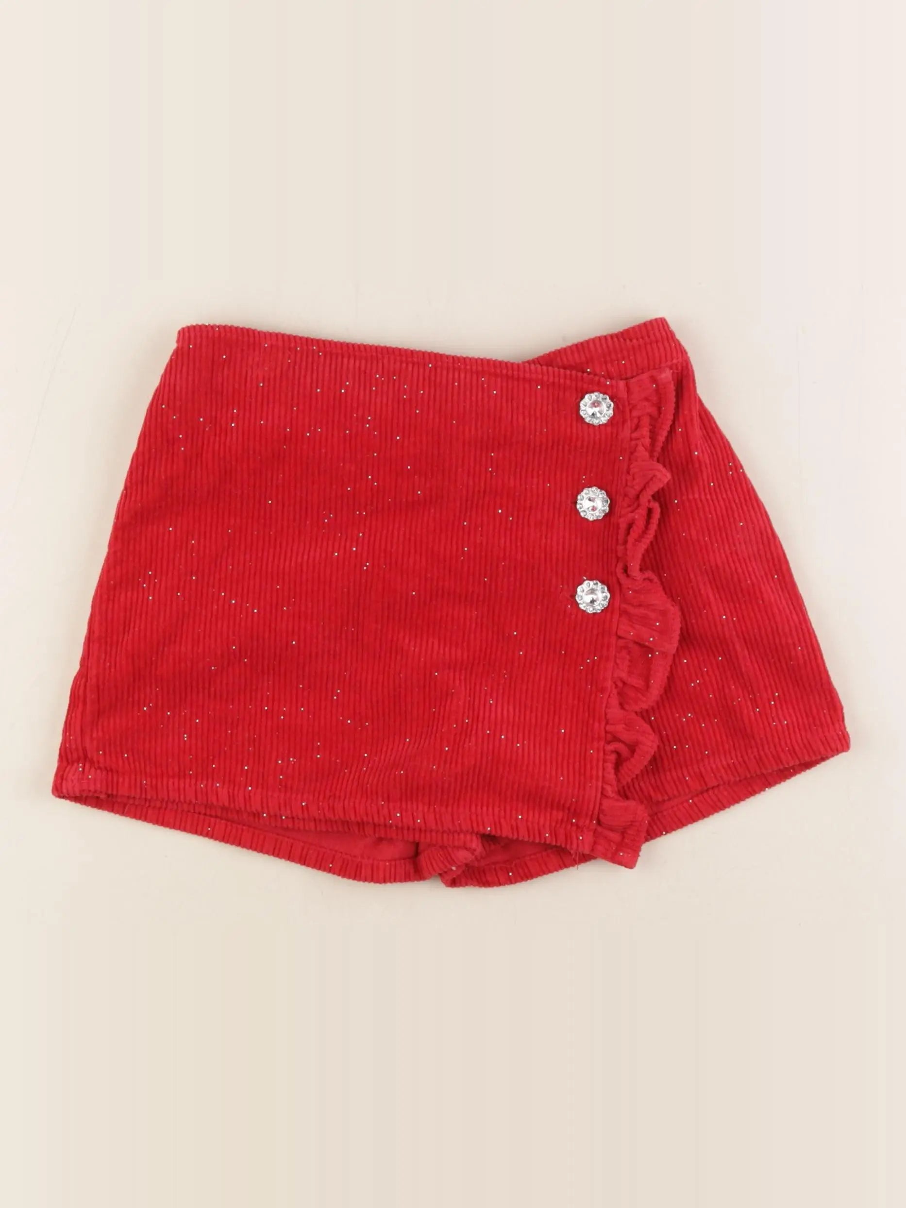 Vertbaudet - jupe short rouge, or - 7 ans