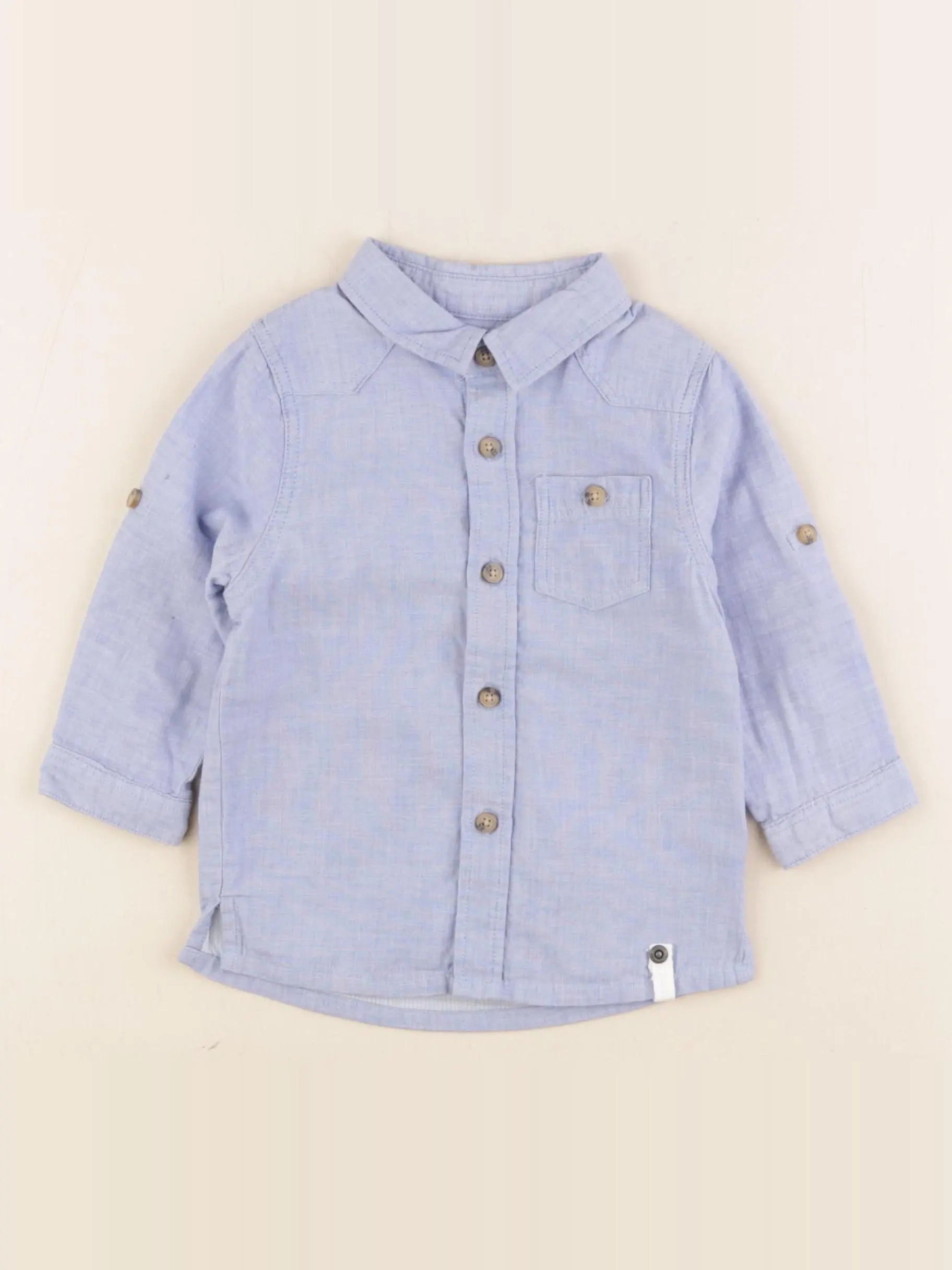Vertbaudet - chemise bleu - 12 mois