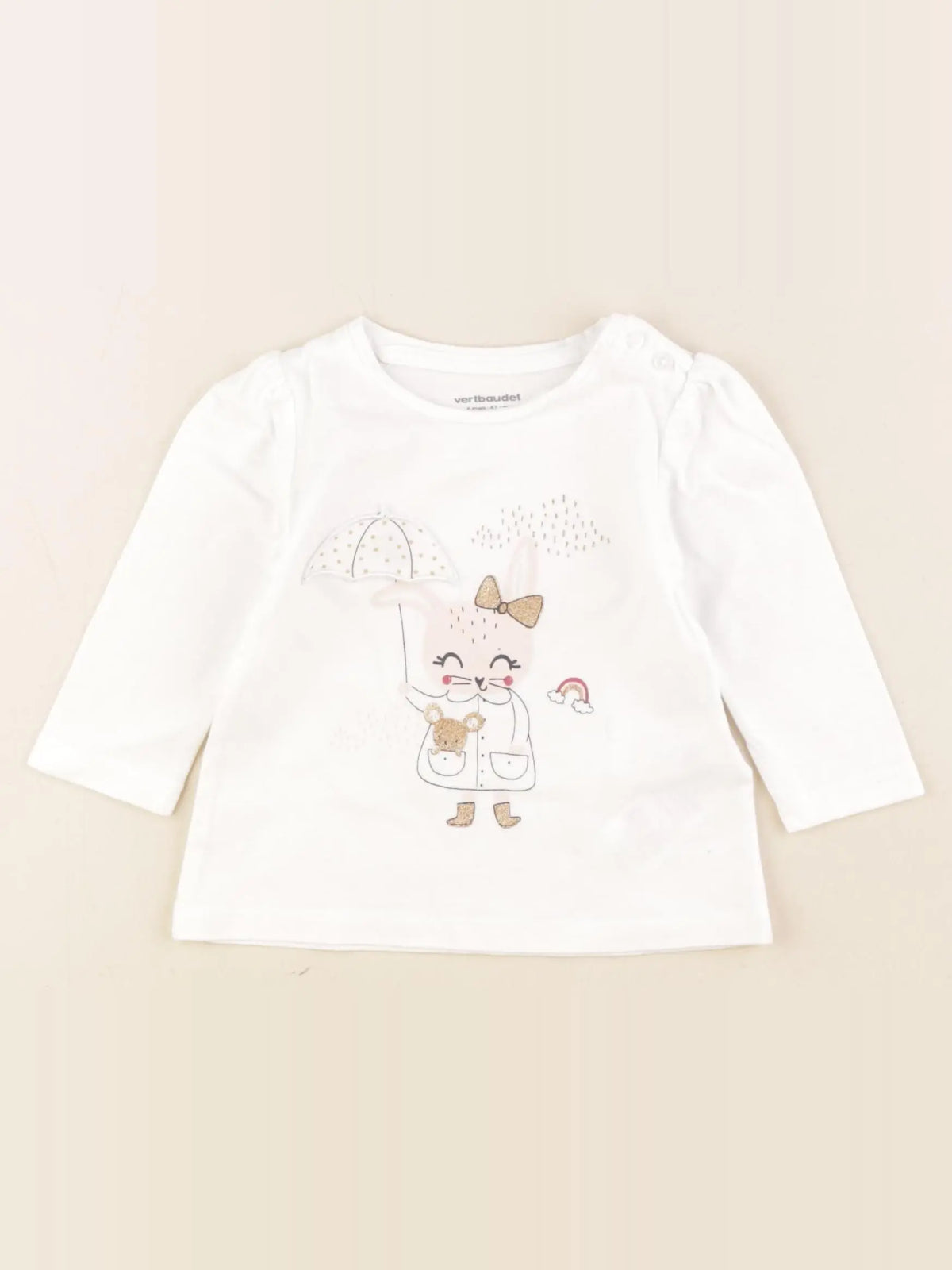 Vertbaudet - tee-shirt blanc - 6 mois