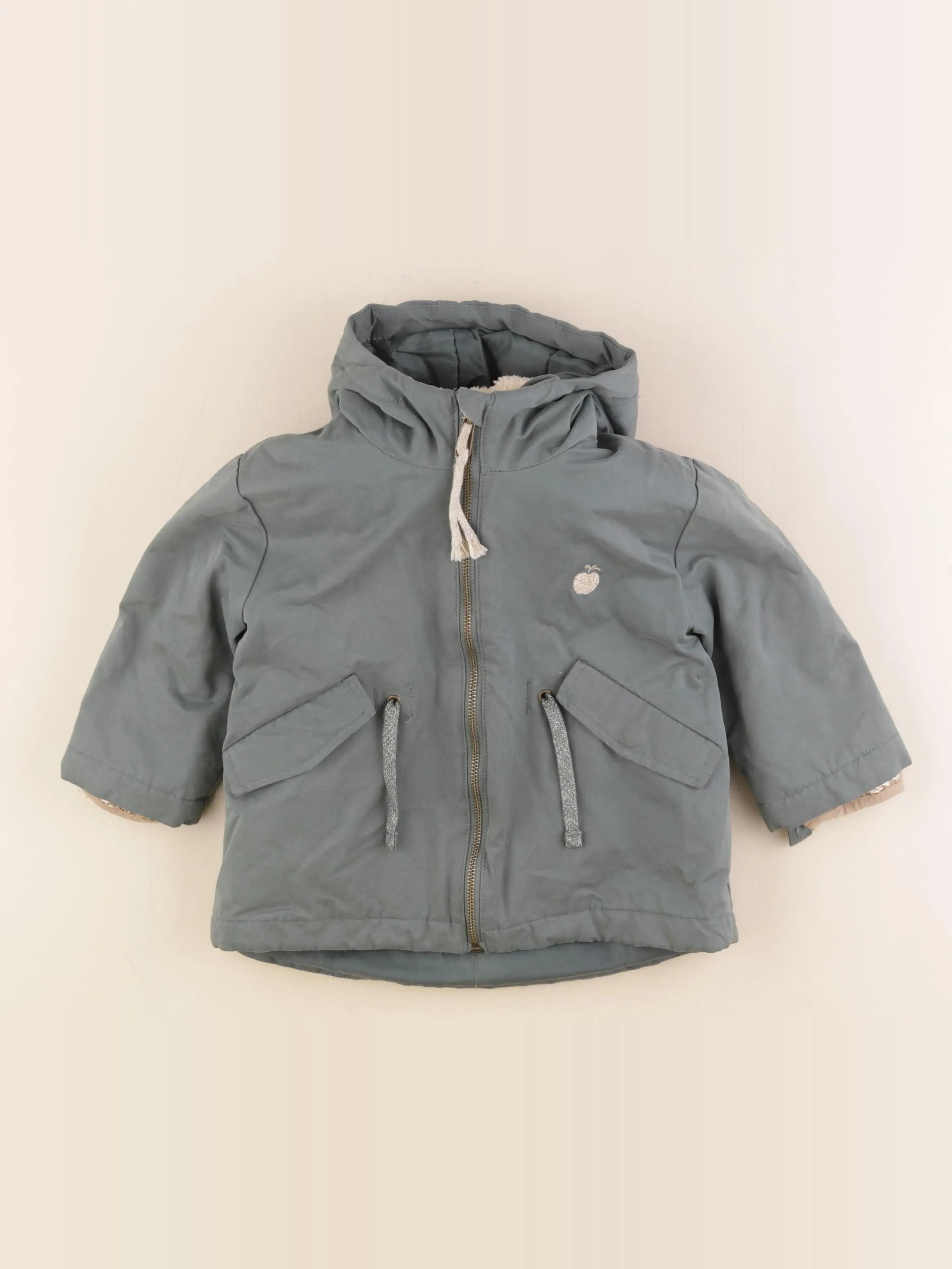 Vertbaudet - manteau doublure amovible vert - 3 ans