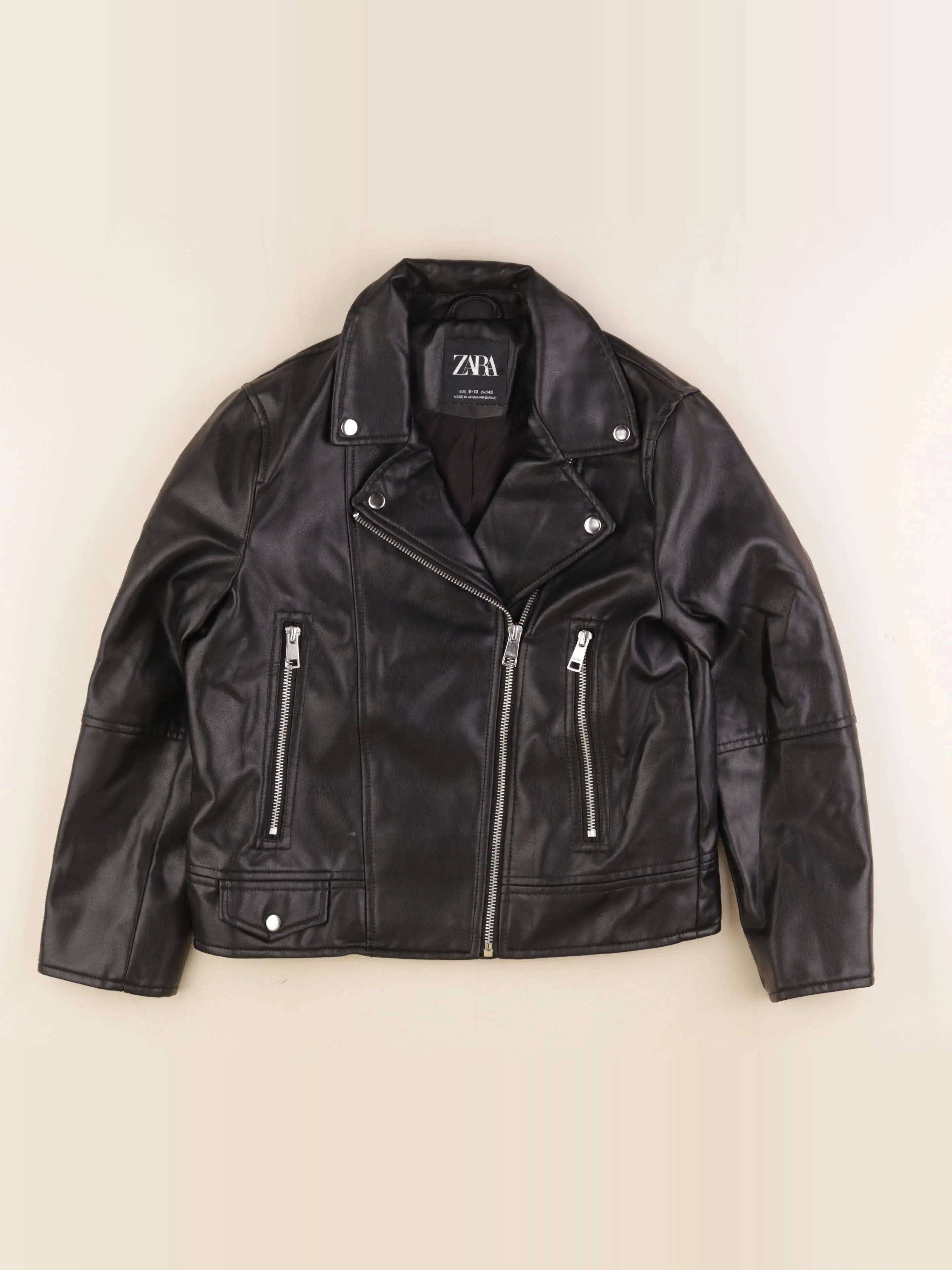 Zara - veste simili cuir noir - 9/10 ans
