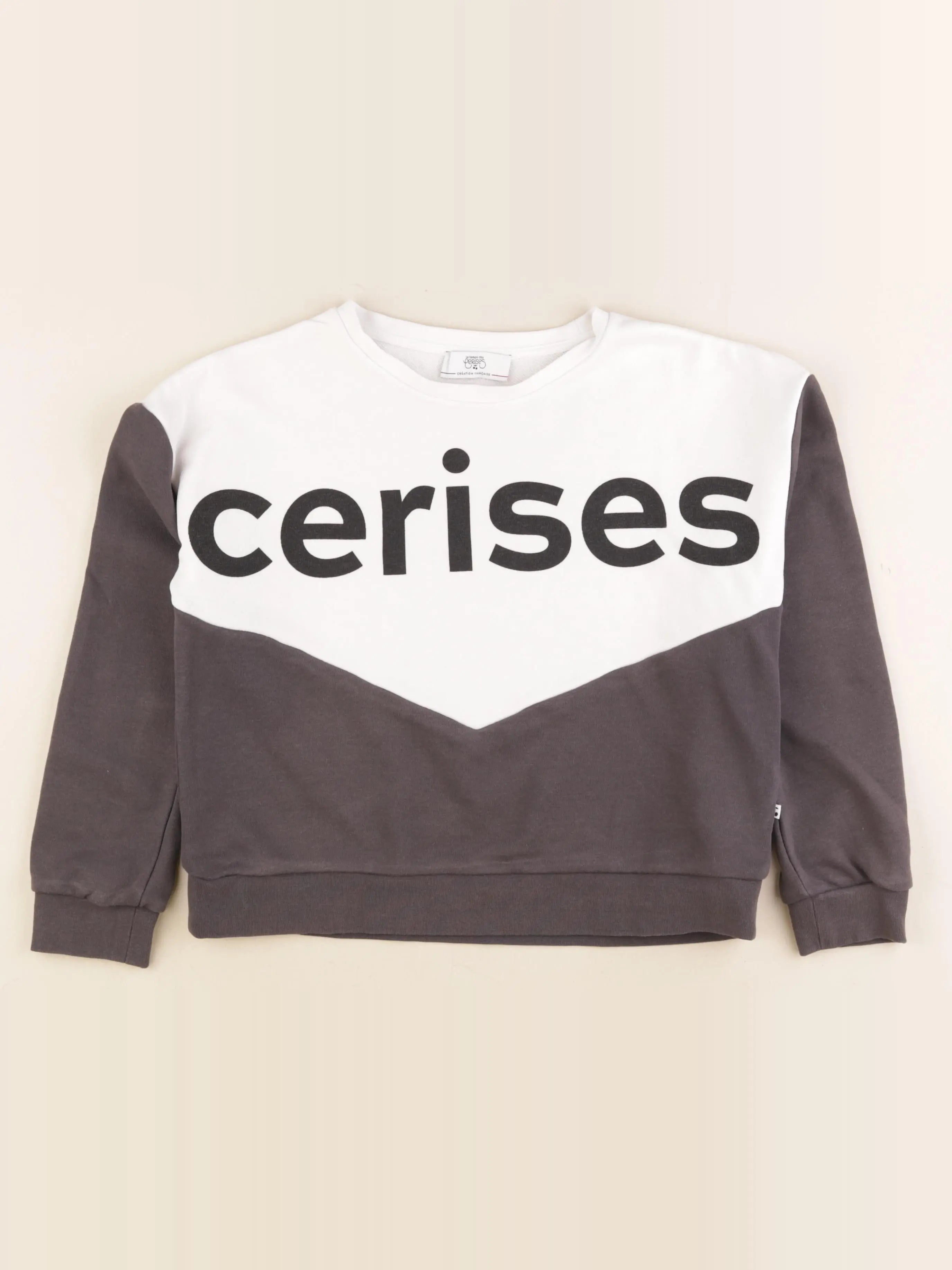 Le temps des cerises  - sweat blanc, gris - 12 ans