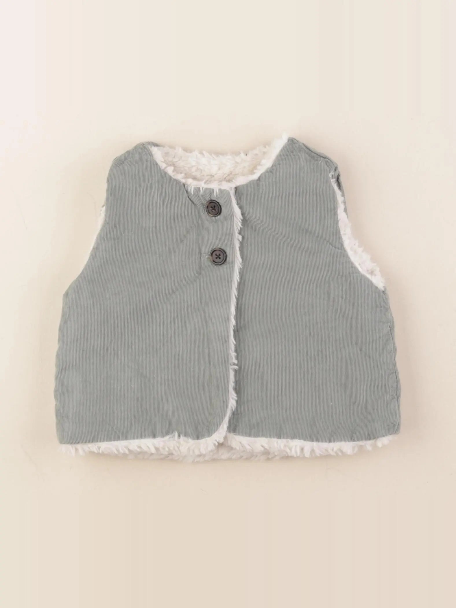 Cyrillus - gilet réversible blanc, vert - 12 mois