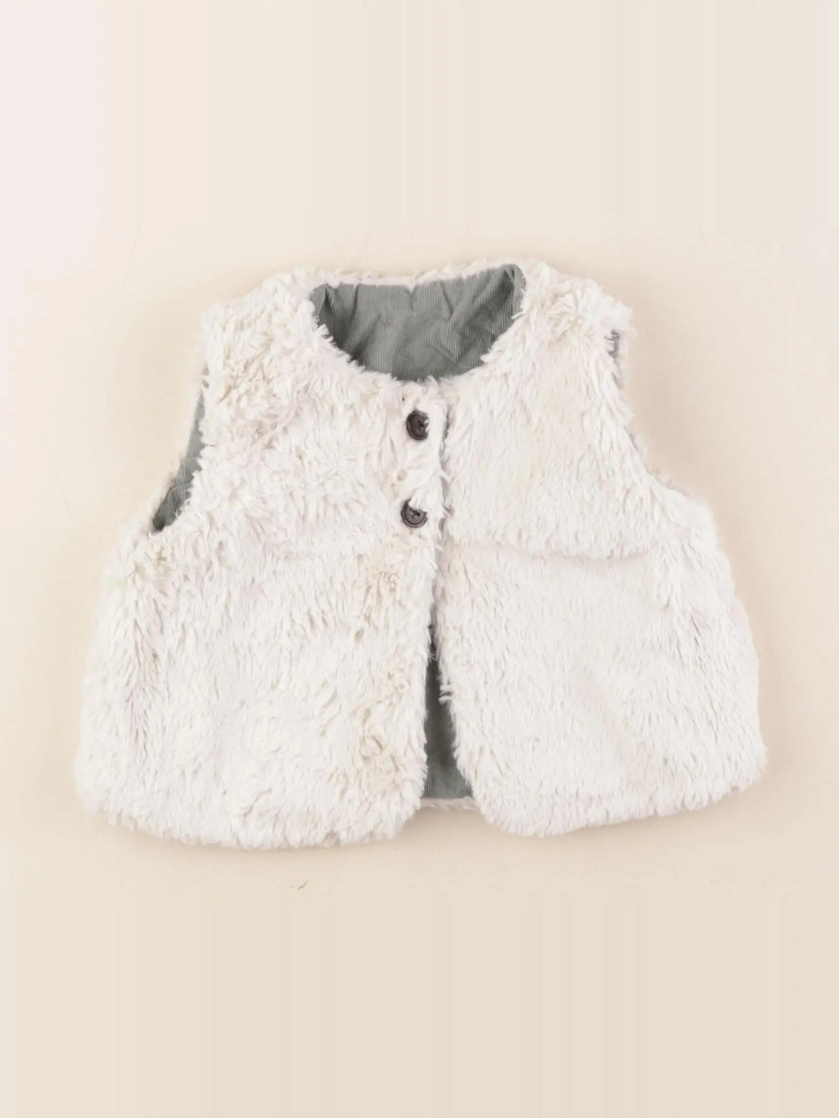 Cyrillus - gilet réversible blanc, vert - 12 mois