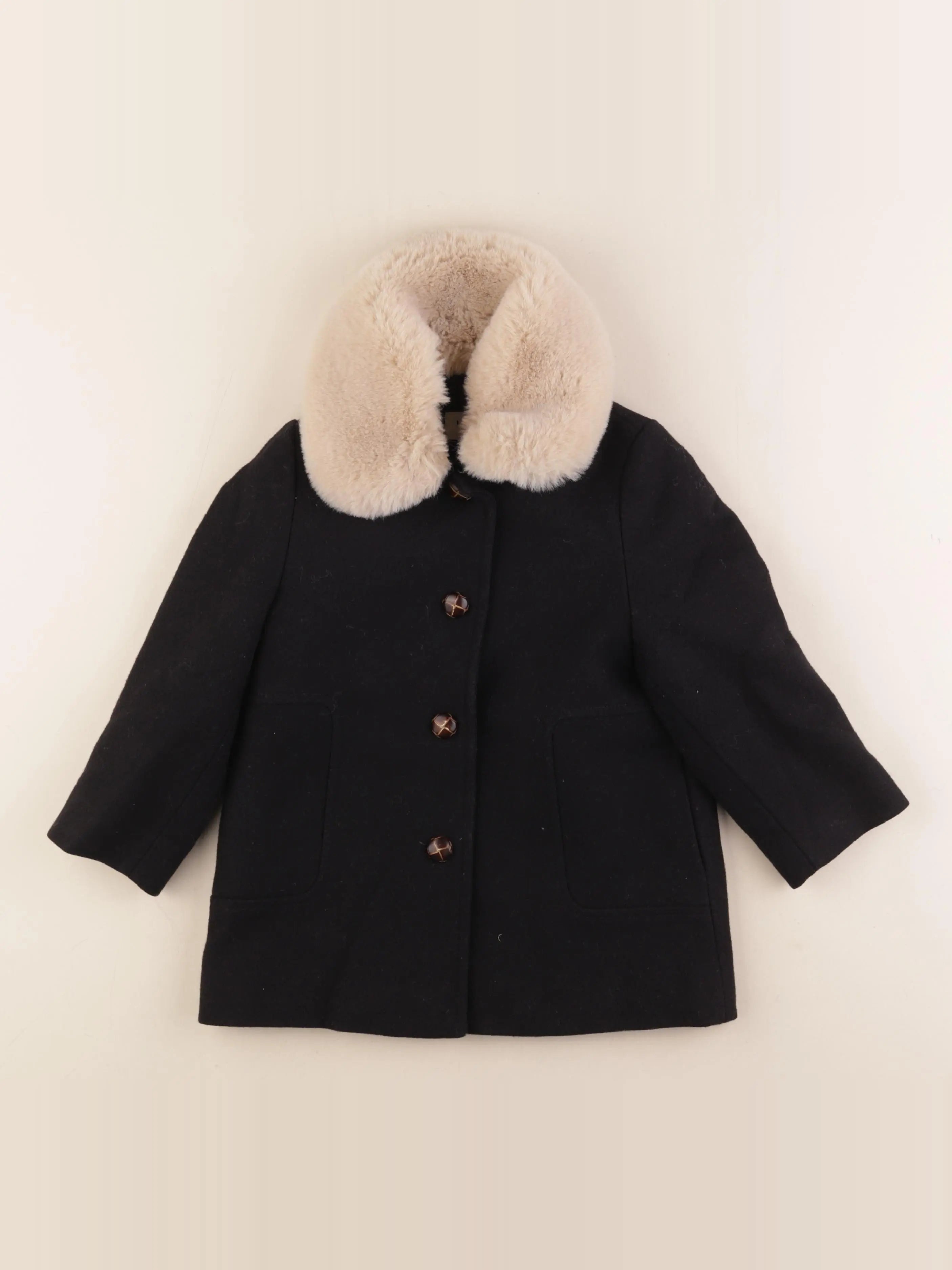 Monoprix - manteau col amovible bleu - 4 ans