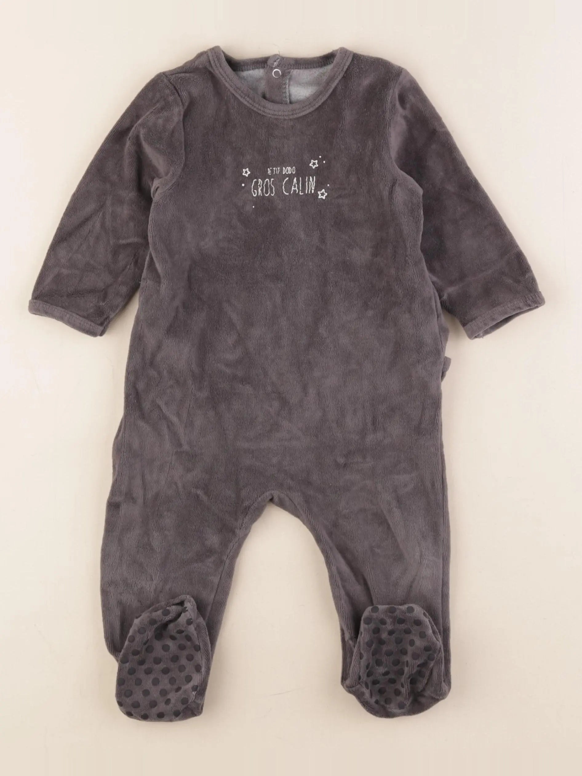 Vertbaudet - pyjama velours gris - 12 mois