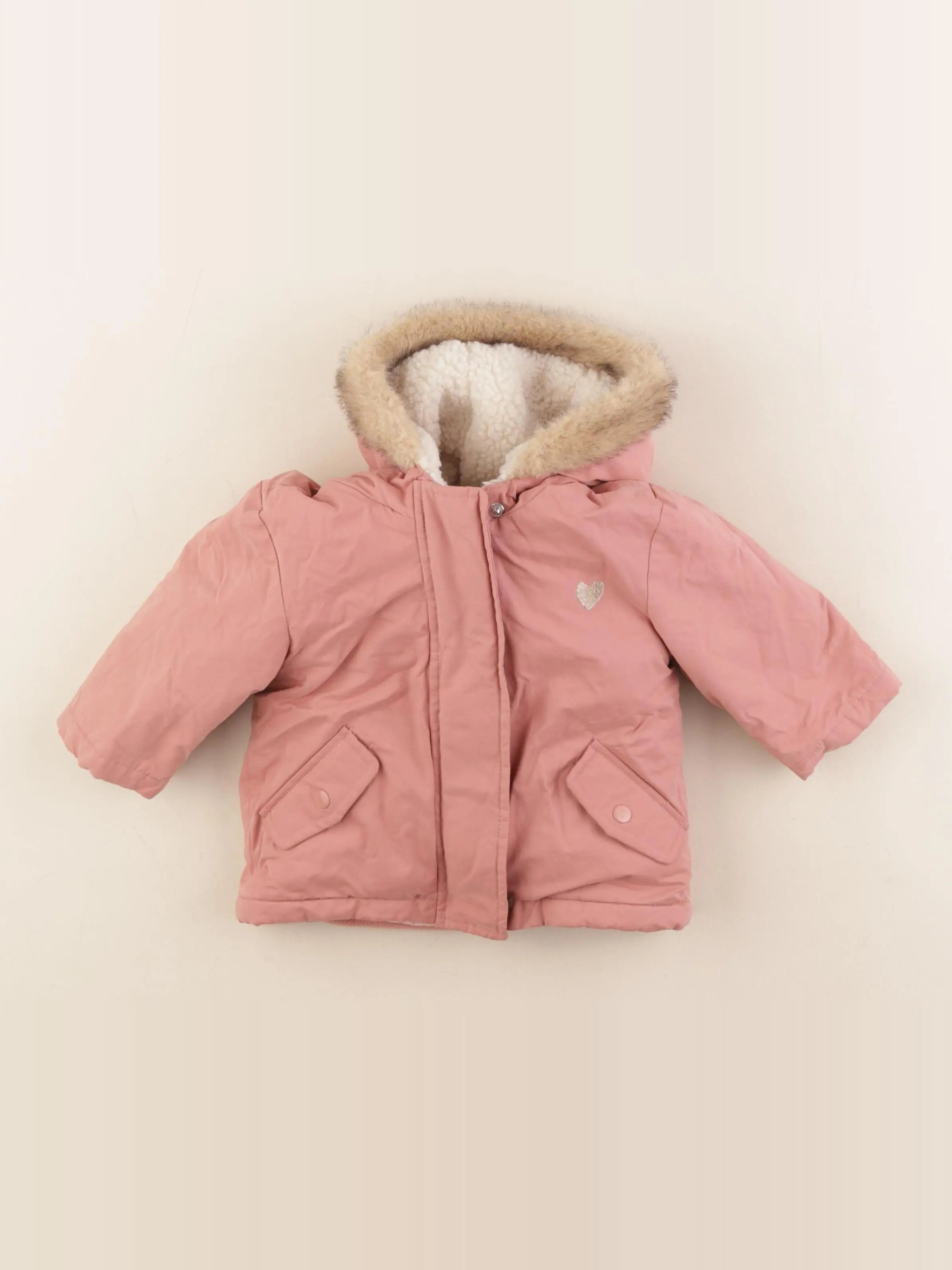 Vertbaudet - manteau doublure amovible rose - 9 mois