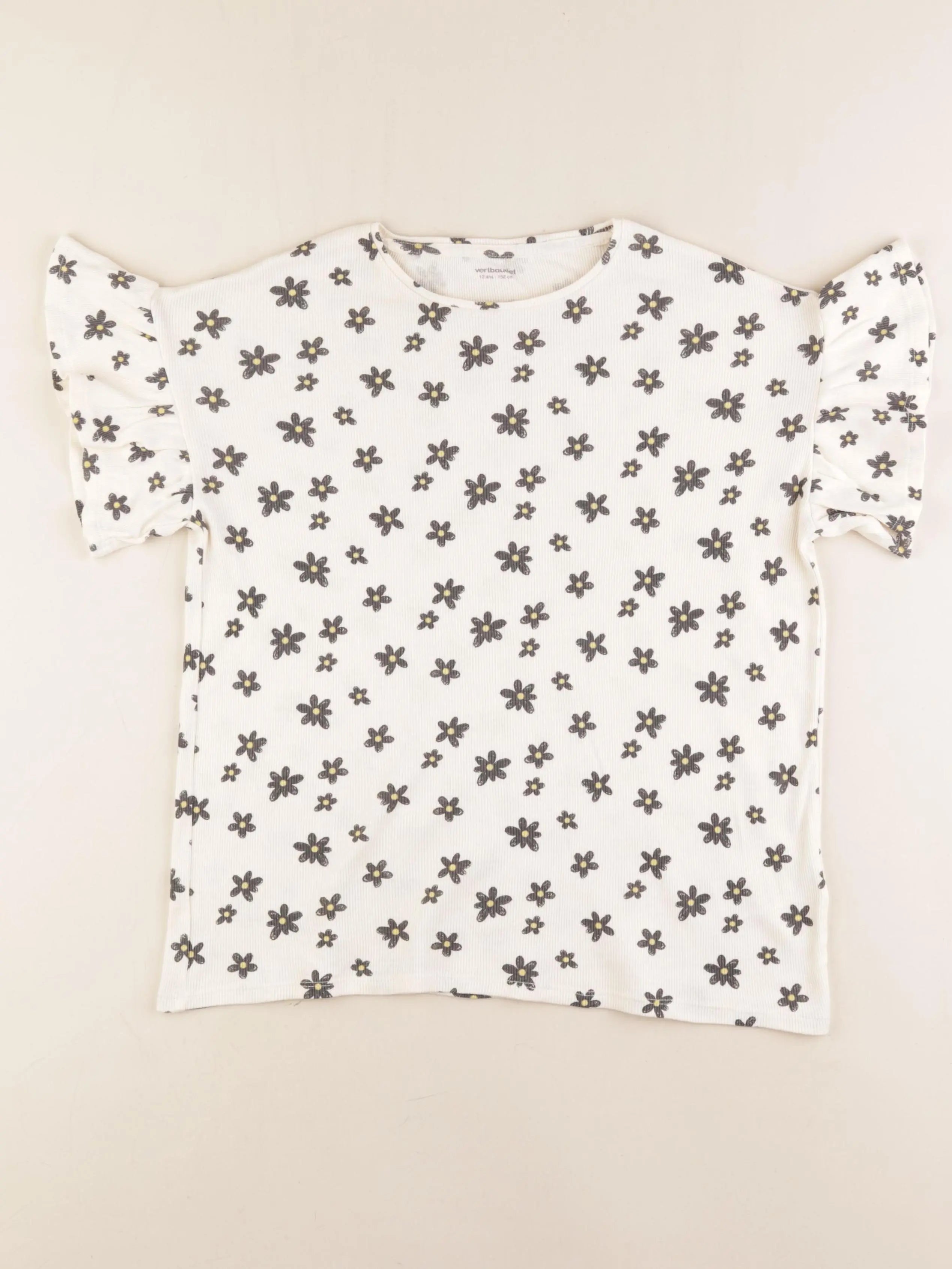 Vertbaudet - tee-shirt blanc, noir - 12 ans