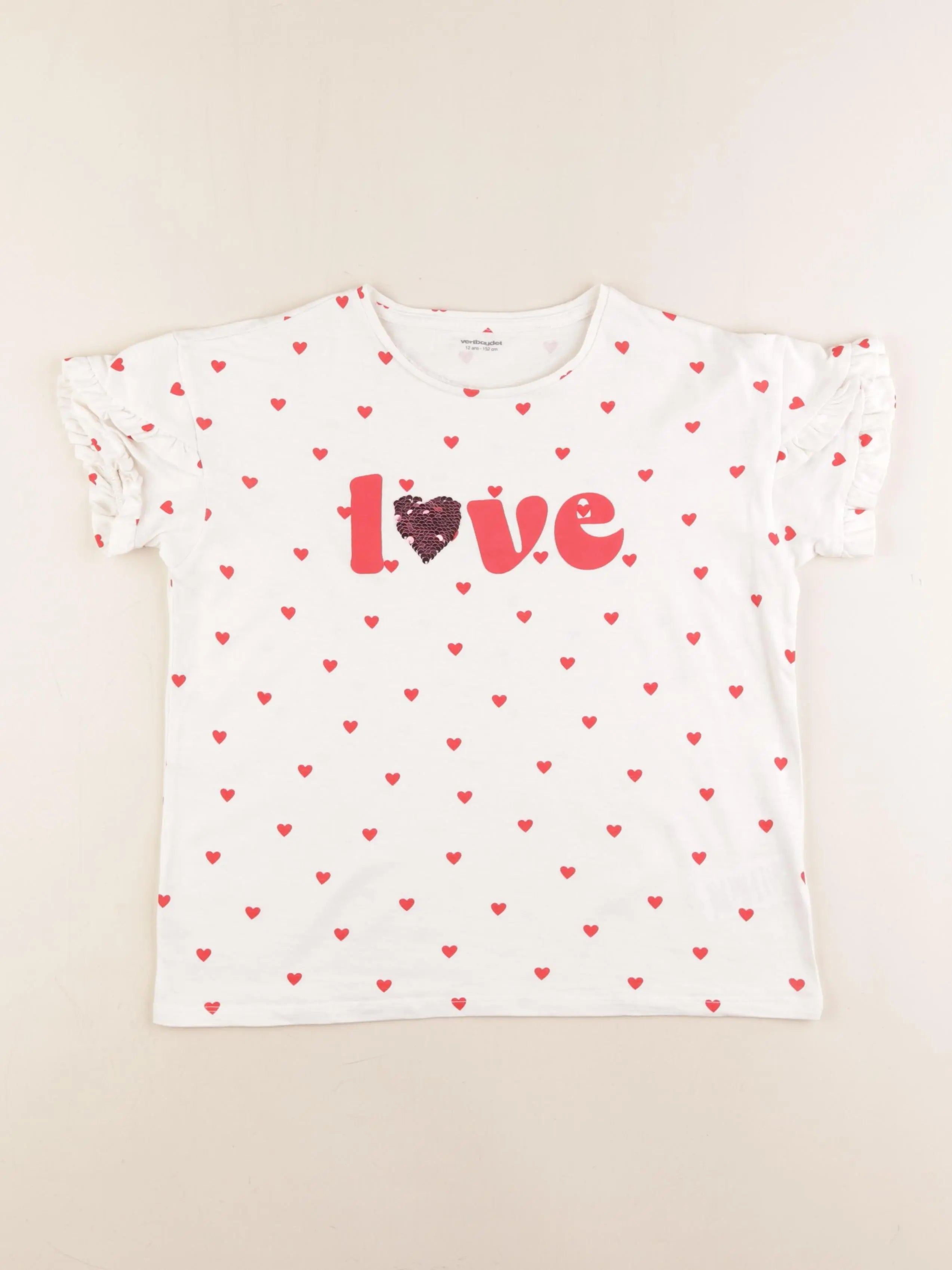 Vertbaudet - tee-shirt blanc, rouge - 12 ans