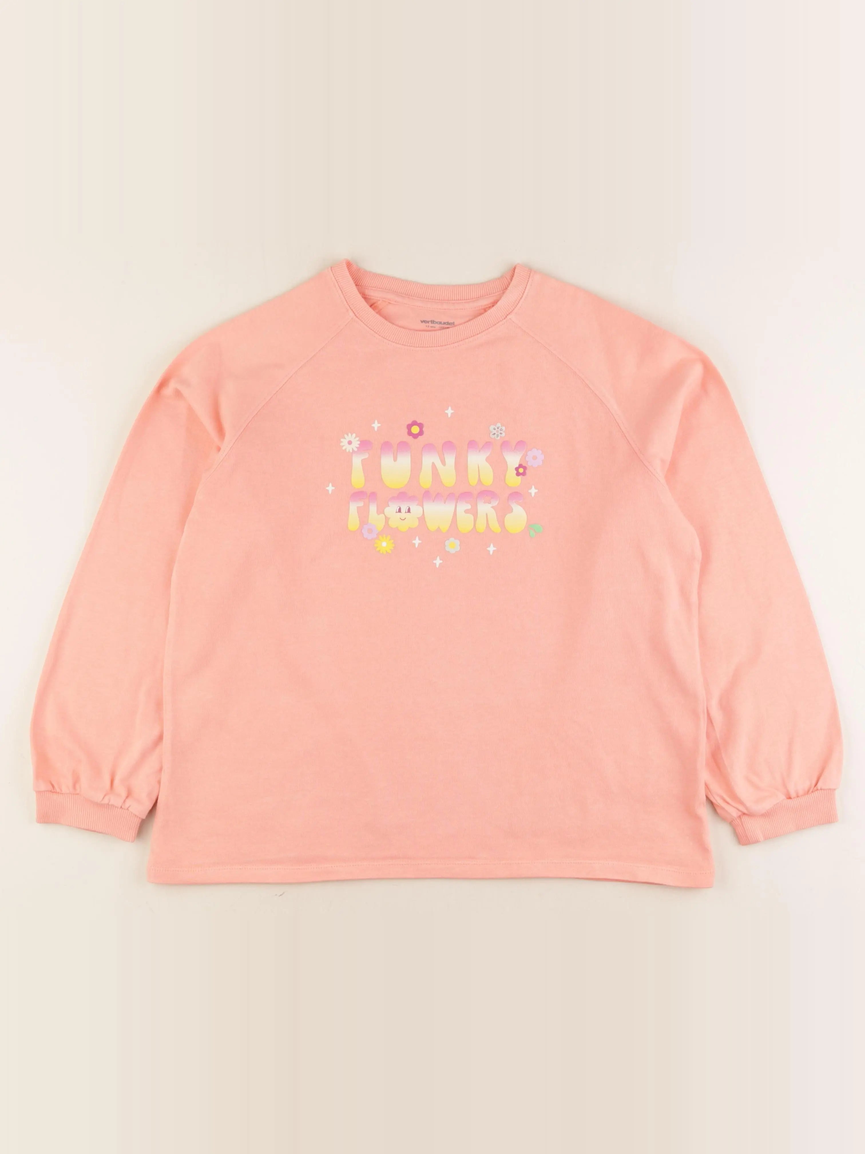 Vertbaudet - sweat rose - 12 ans