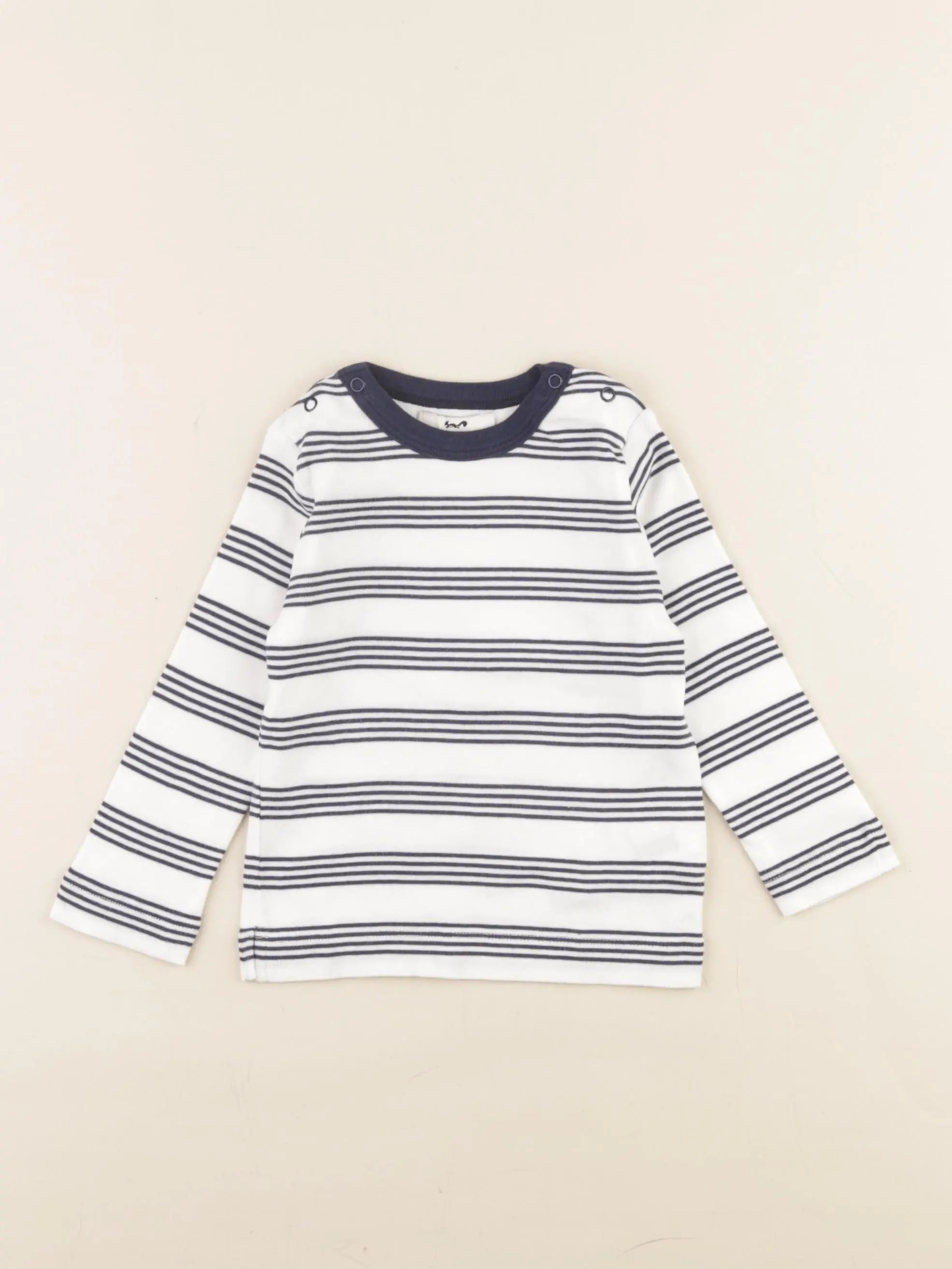 Cyrillus - tee-shirt bleu, blanc - 18 mois