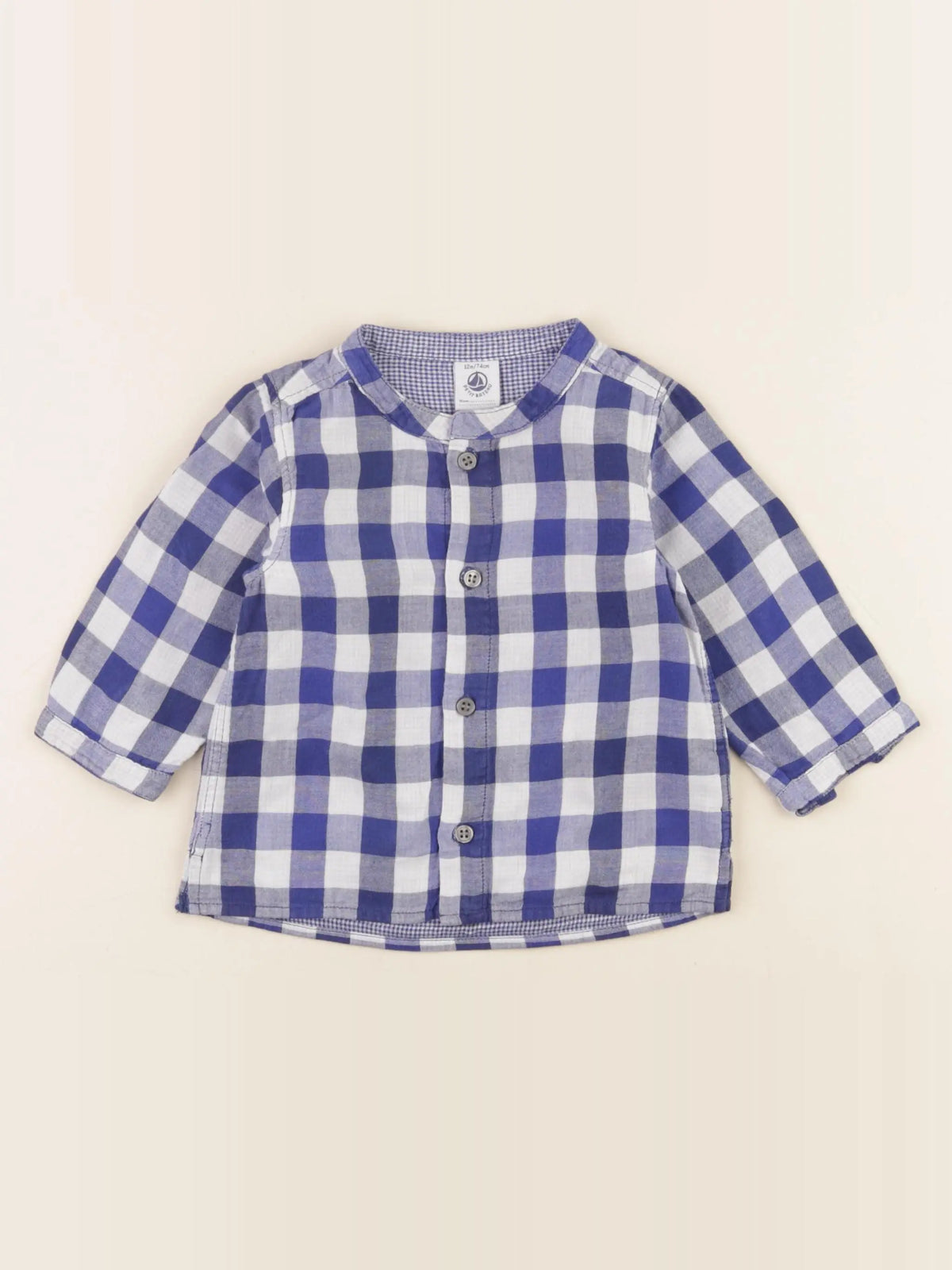 Petit Bateau - chemise bleu, blanc - 12 mois