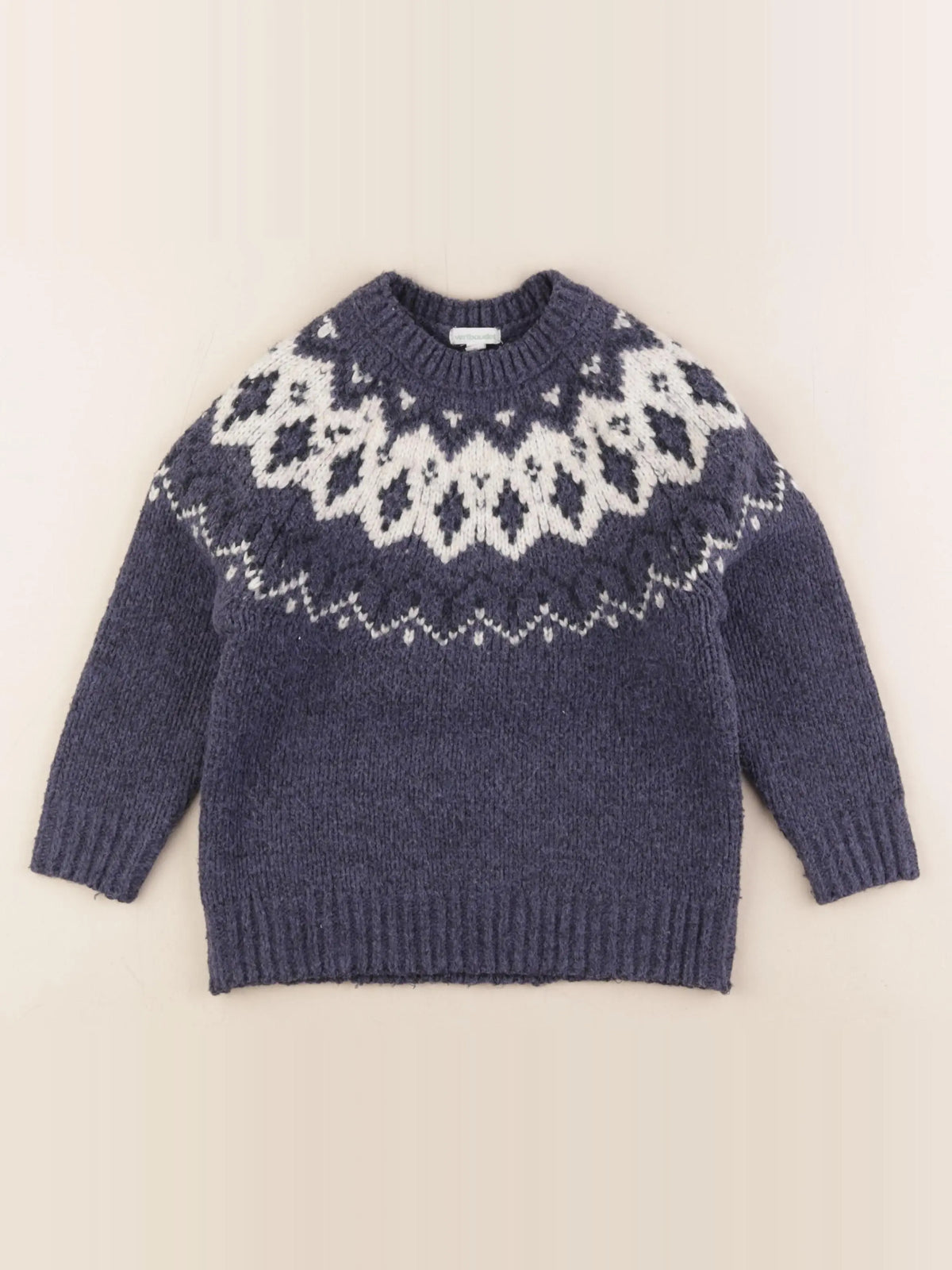 Vertbaudet - pull bleu, blanc - 6 ans
