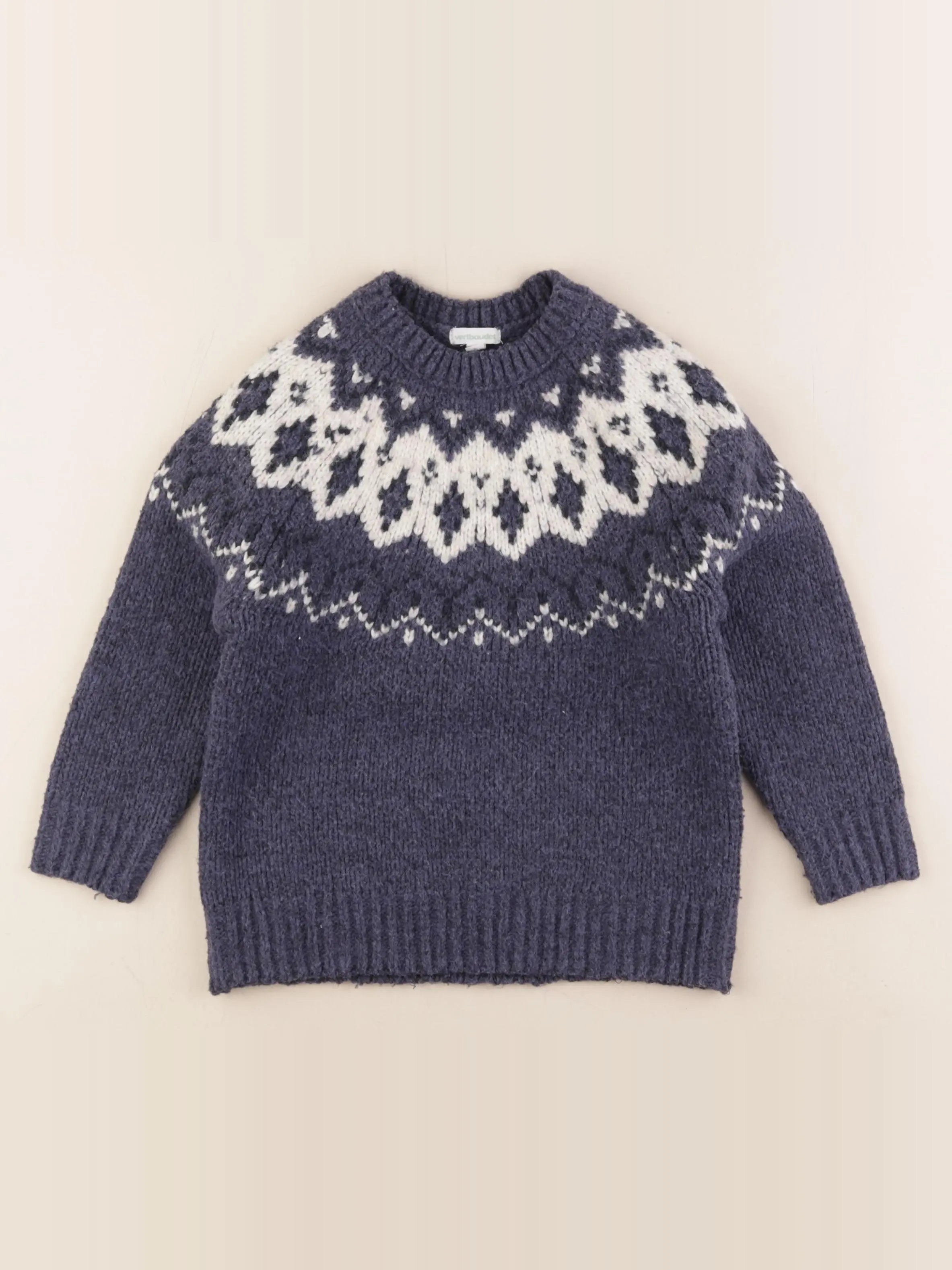 Vertbaudet - pull bleu, blanc - 6 ans