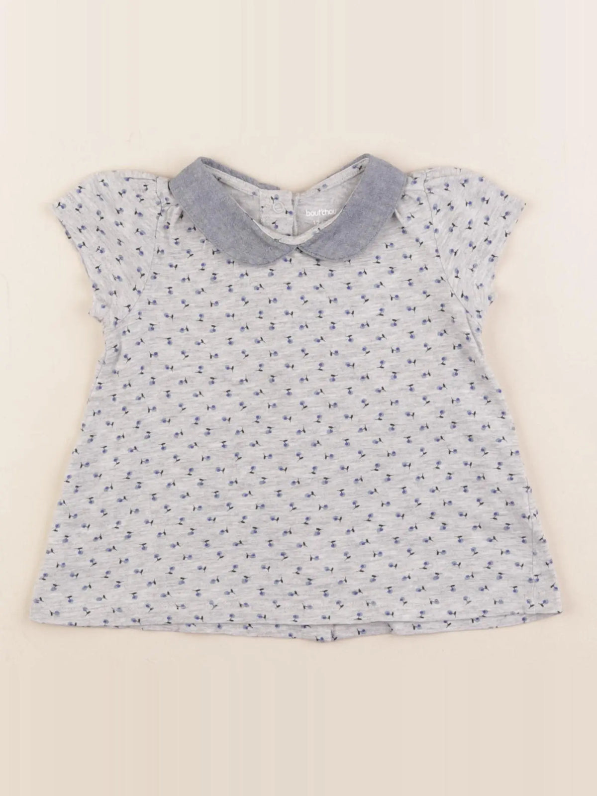Boutchou - tee-shirt bleu, gris - 12 mois