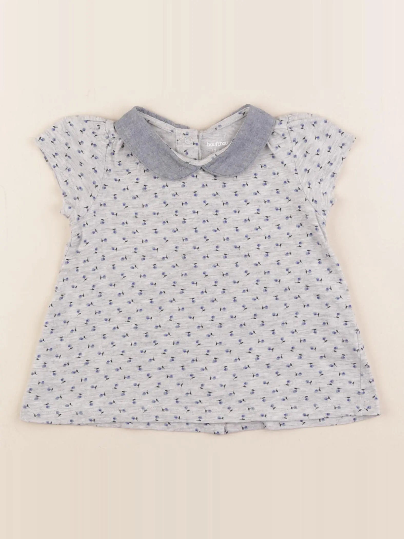 Boutchou - tee-shirt bleu, gris - 12 mois